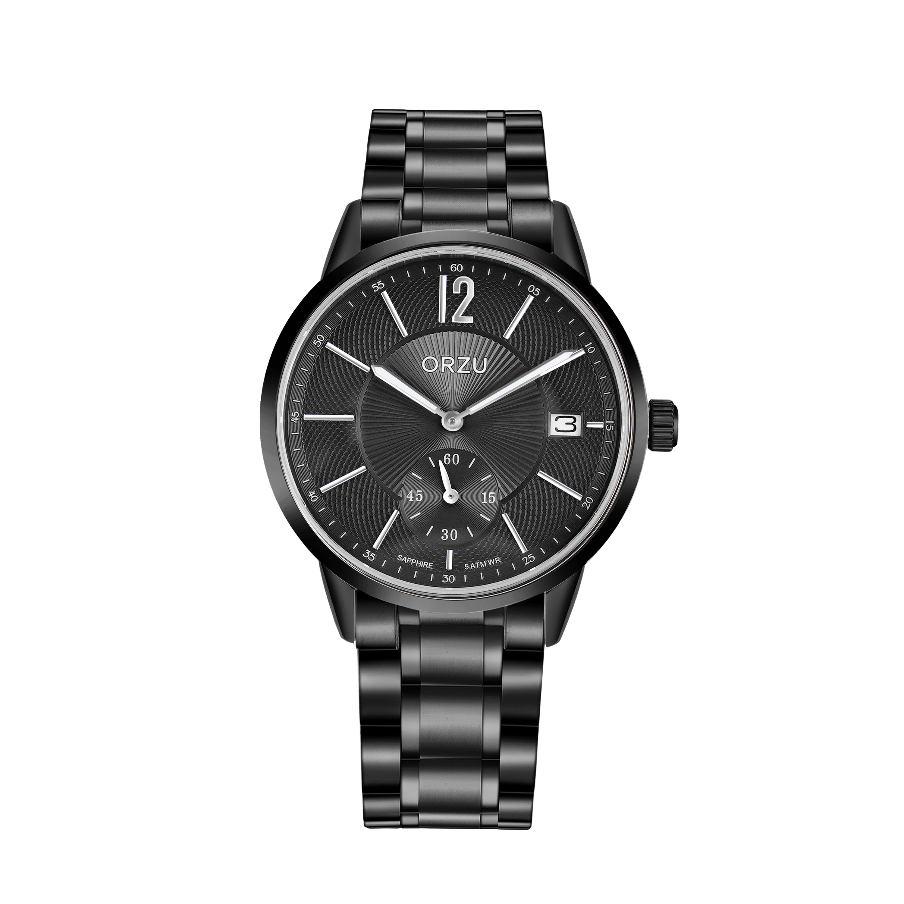 ORZU Analog Off Set Black Dial Men's Watch