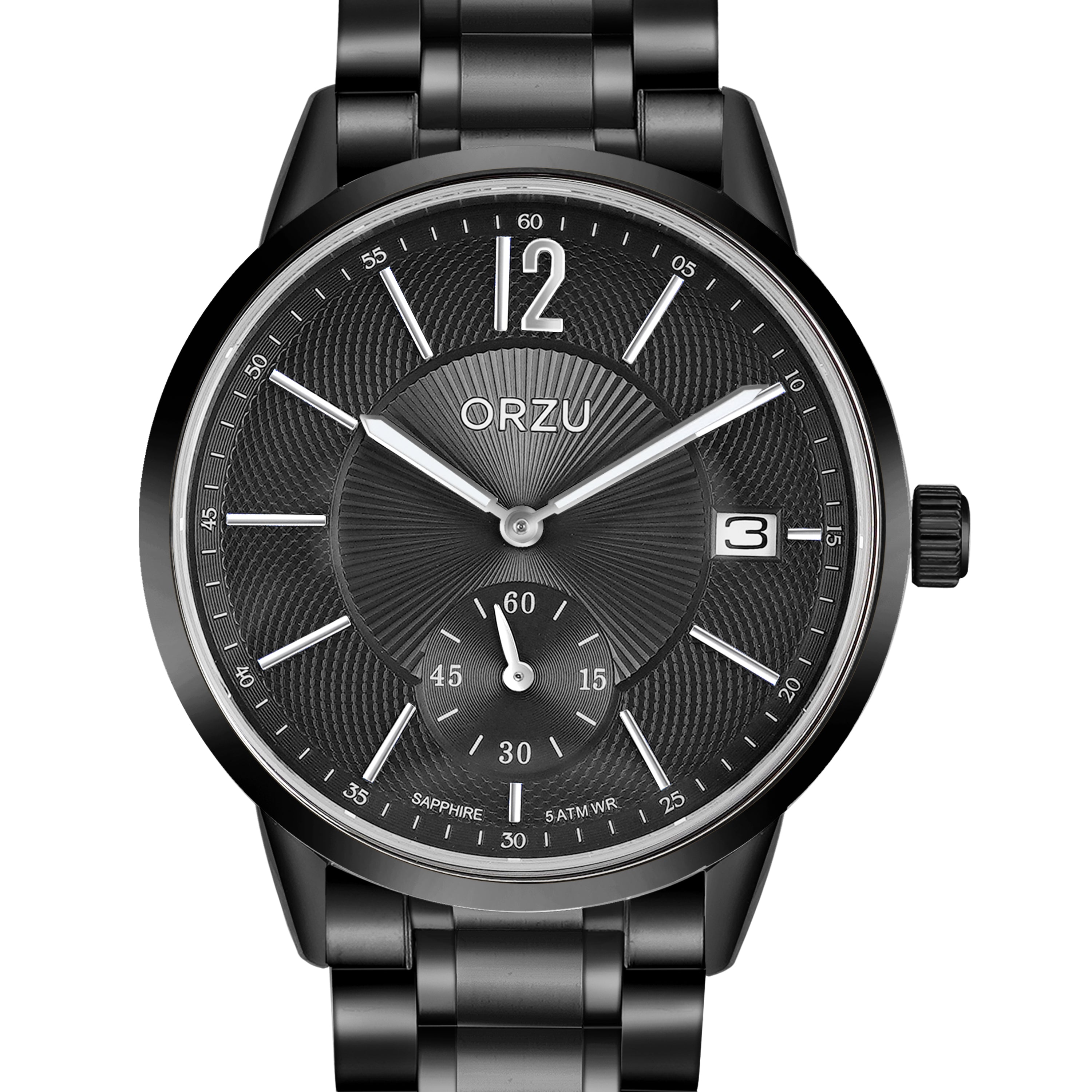 ORZU Analog Off Set Black Dial Men's Watch