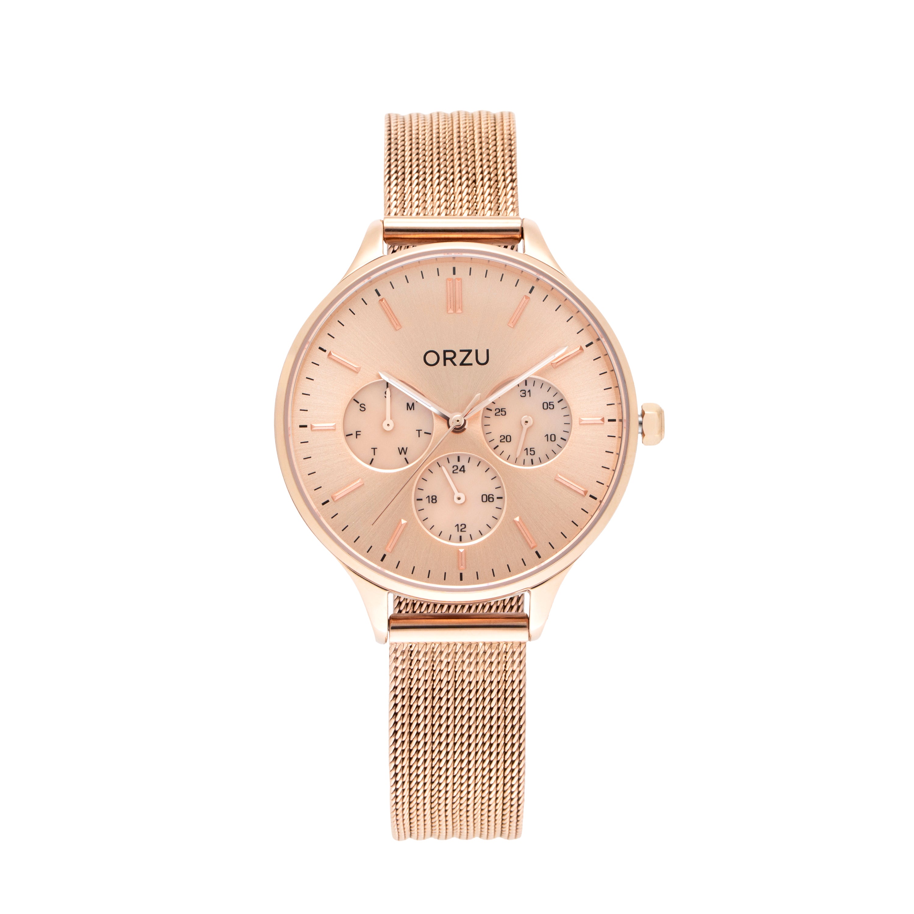 ORZU Multifunction Rose Gold Dial Women's Watch