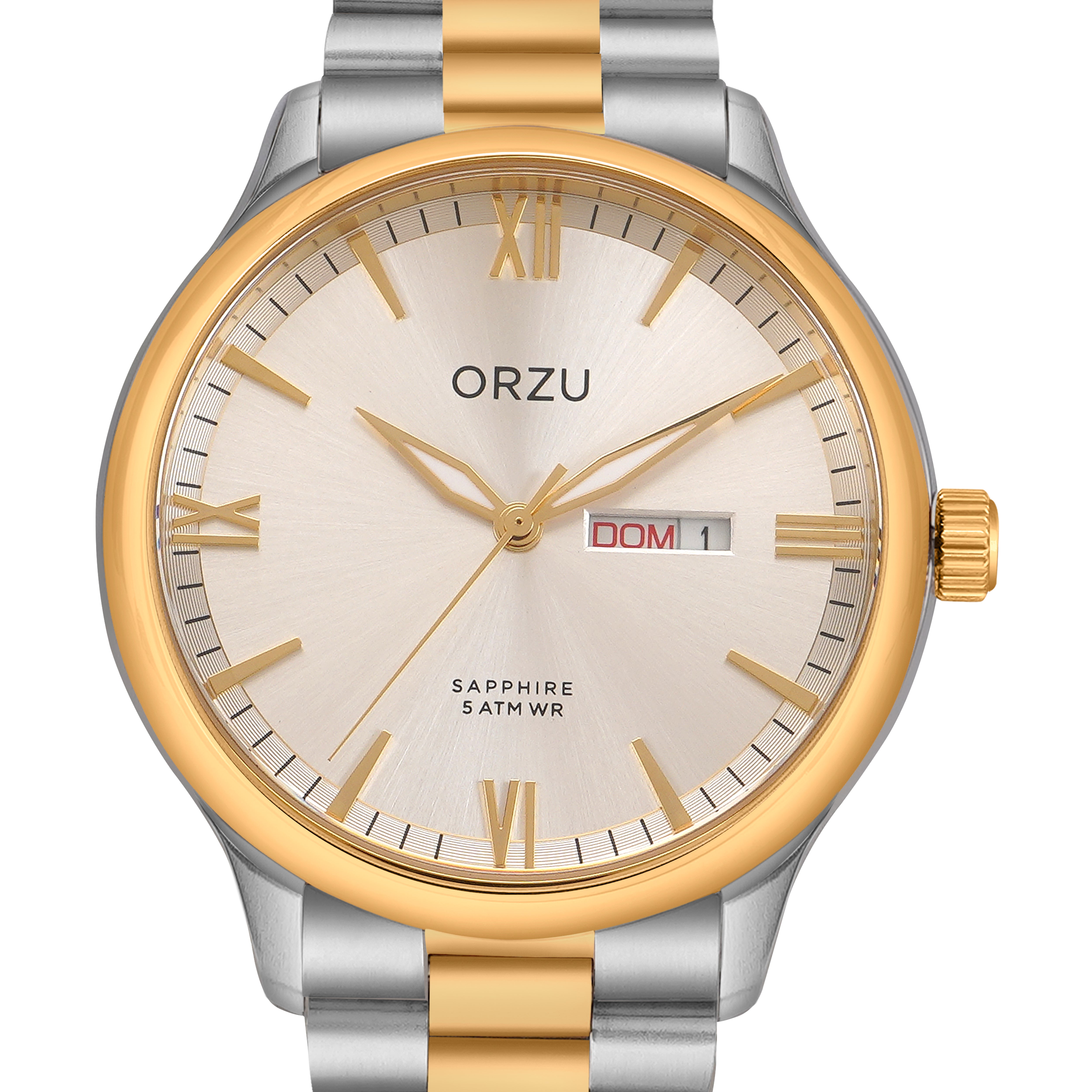 ORZU Analog Day Date White Dial Men's Watch