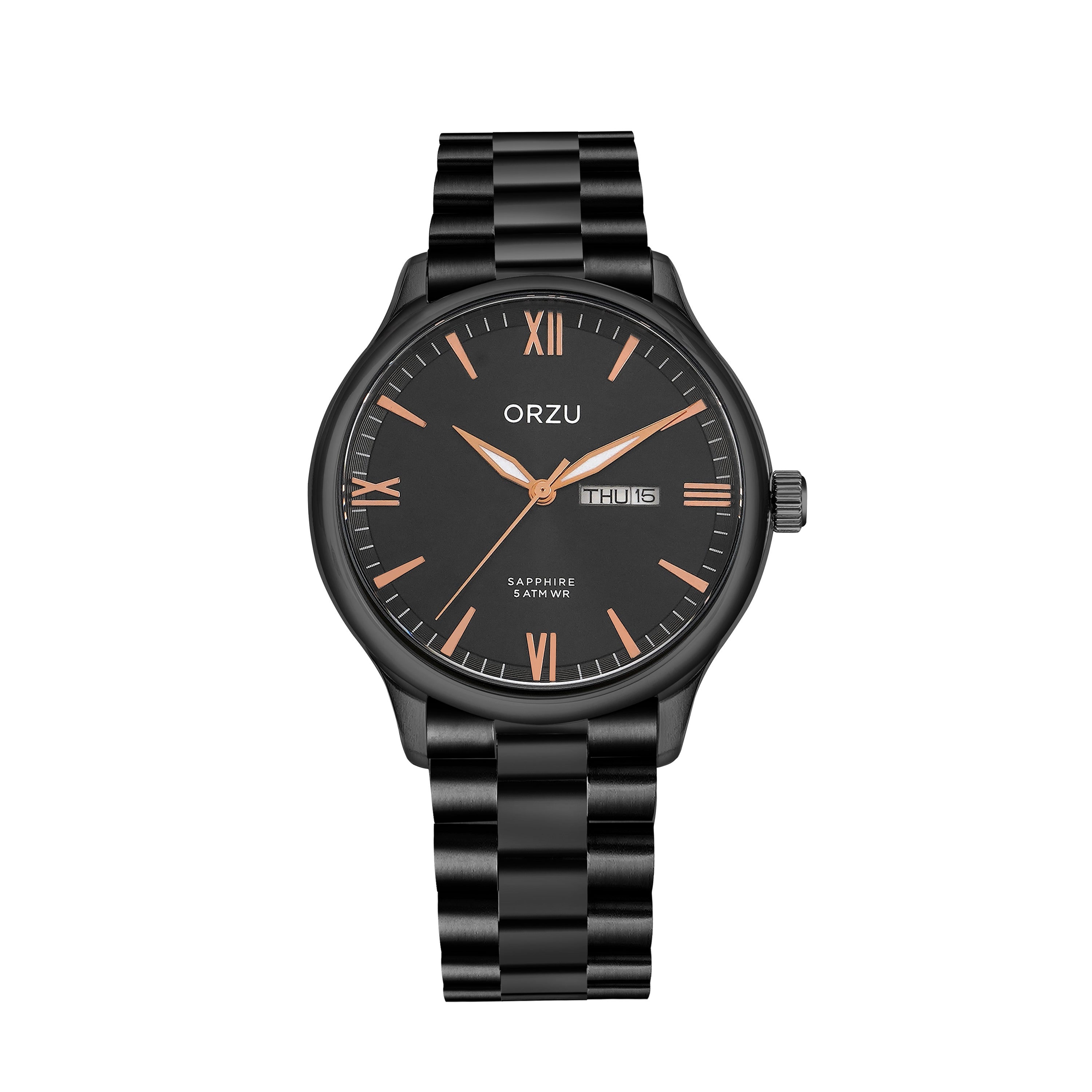 ORZU Analog Day Date Black Dial Men's Watch