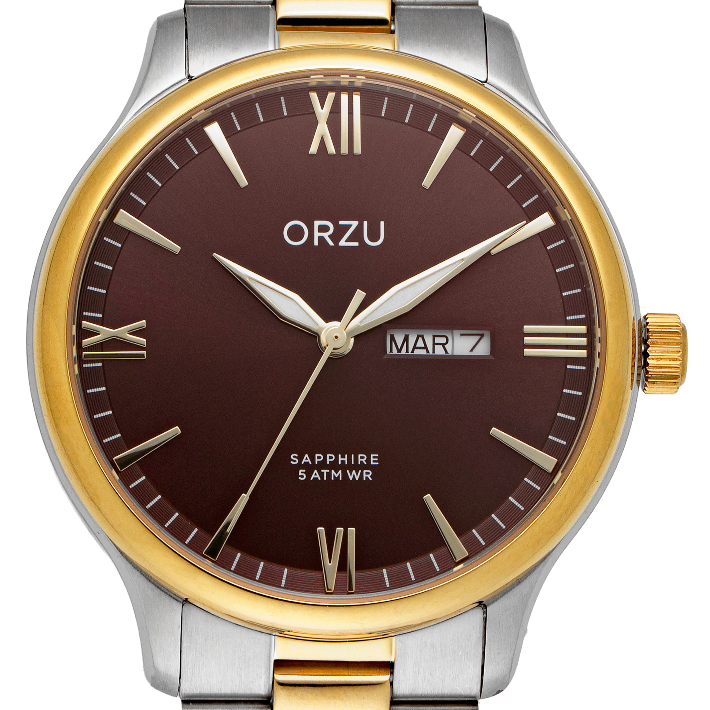 ORZU Analog Day Date Brown Dial Men's Watch