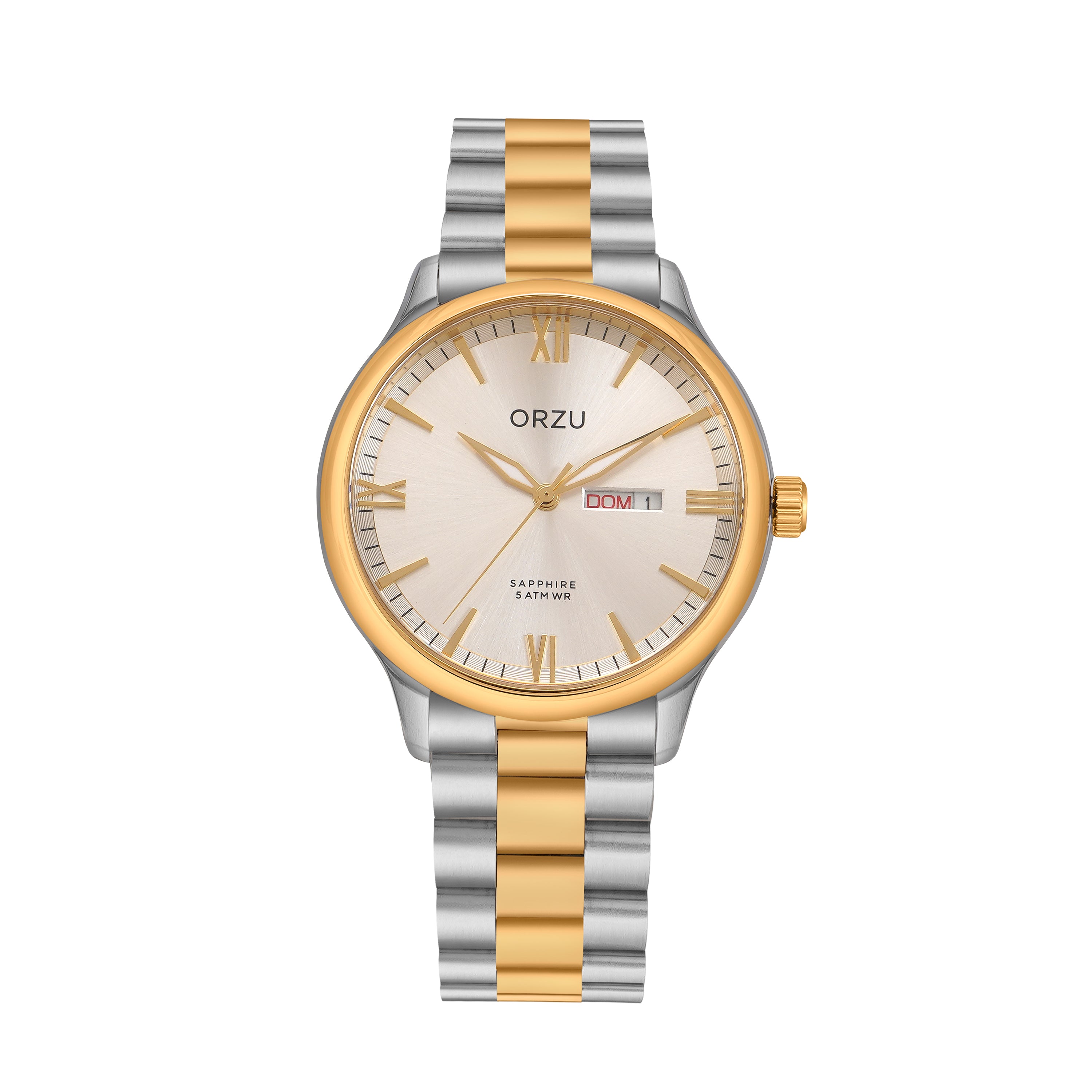 ORZU Analog Day Date White Dial Men's Watch