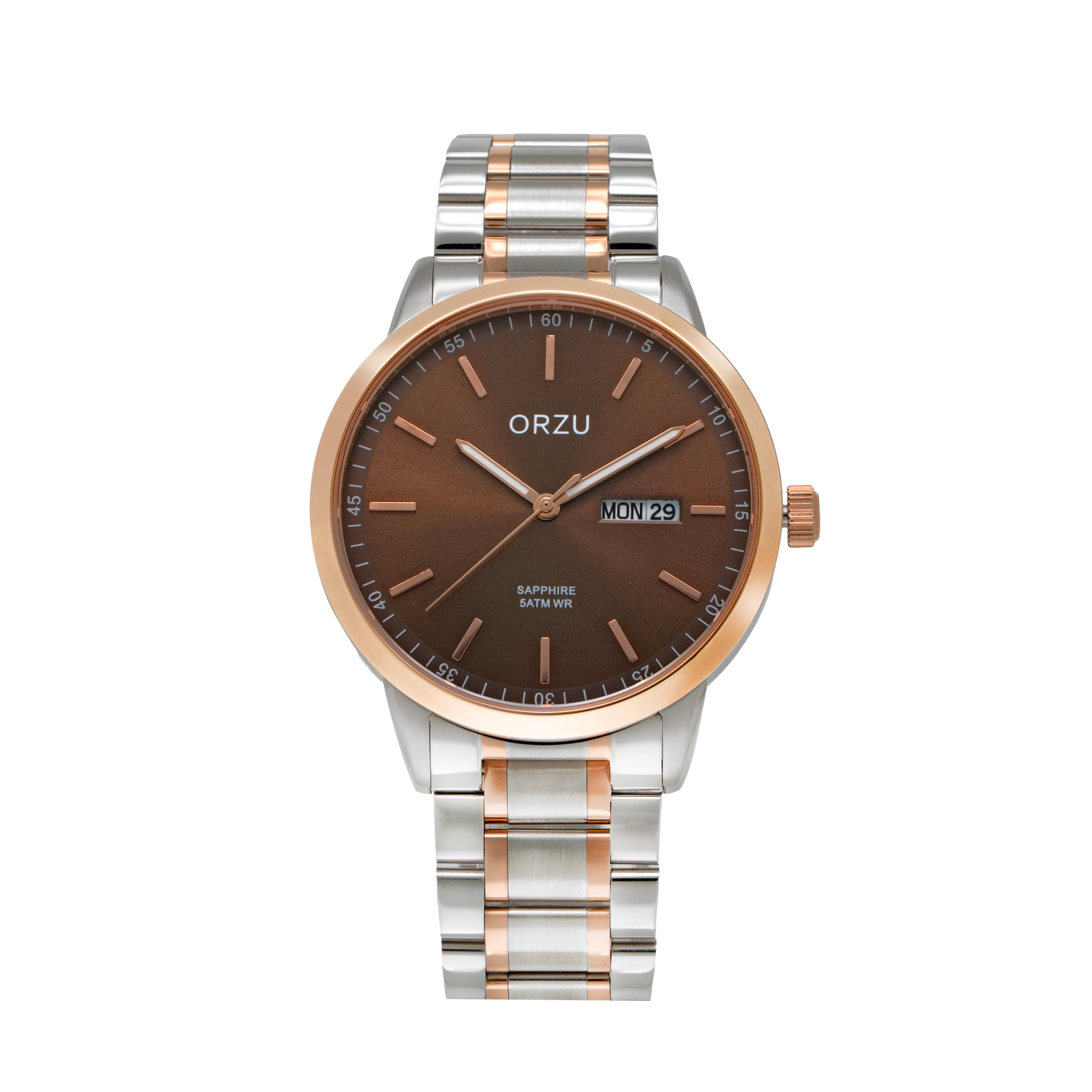ORZU Analog Day Date Brown Dial Men's Watch