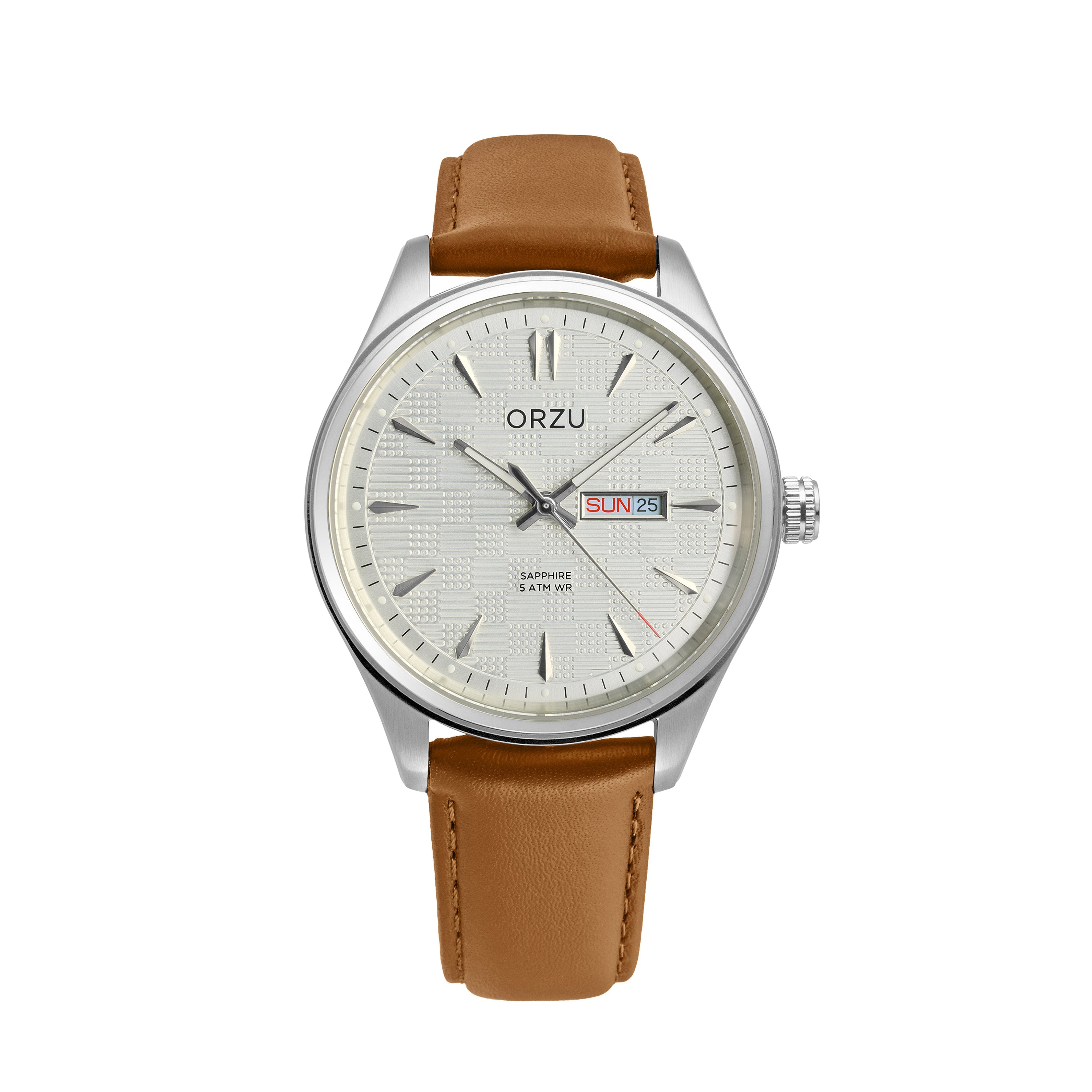 ORZU Analog Day Date Silver Dial Men's Watch