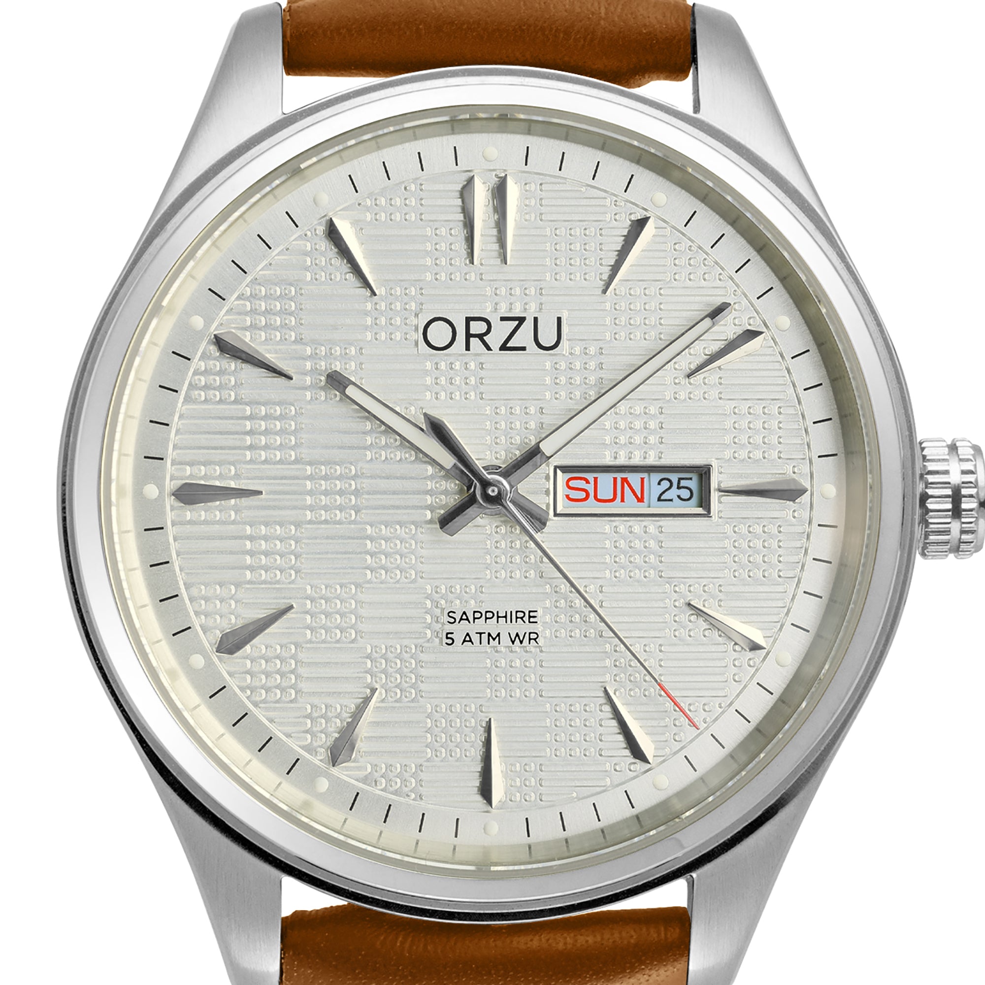 ORZU Analog Day Date Silver Dial Men's Watch