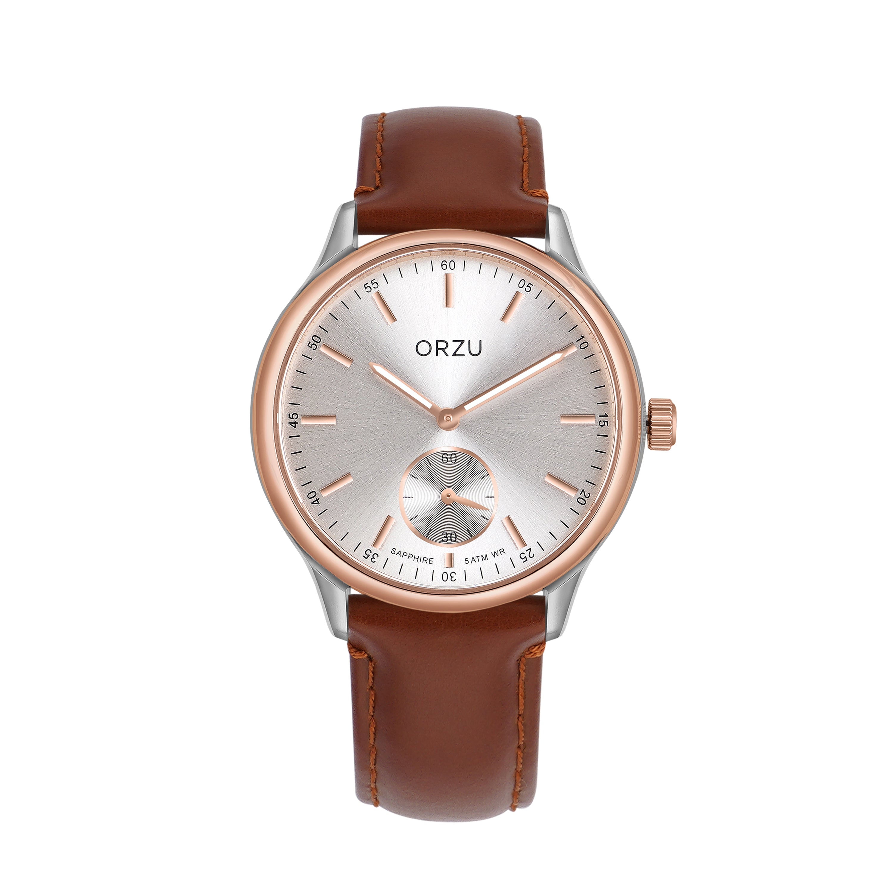 ORZU Analog Off Set Silver Dial Men's Watch