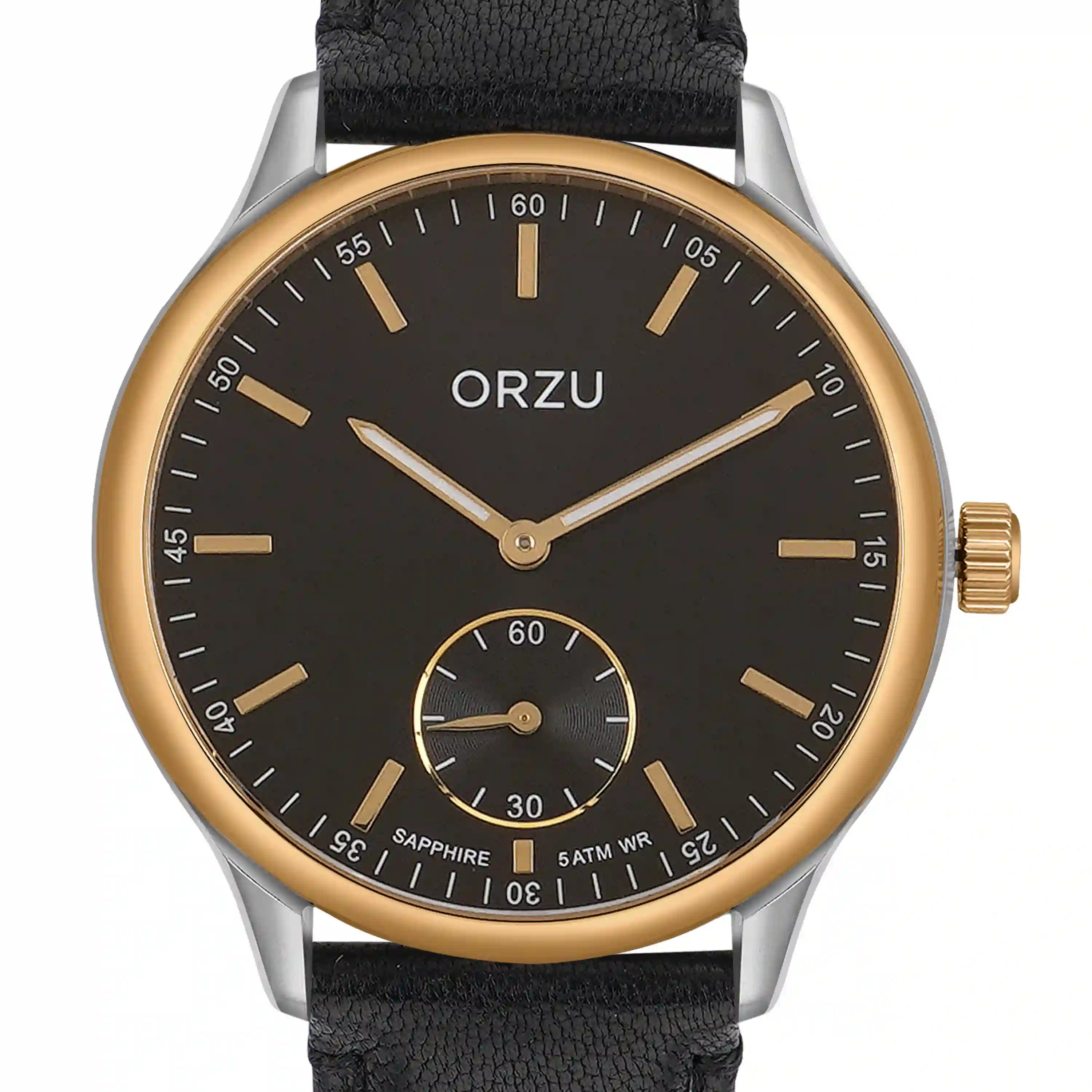 ORZU Analog Off Set Black Dial Men's Watch