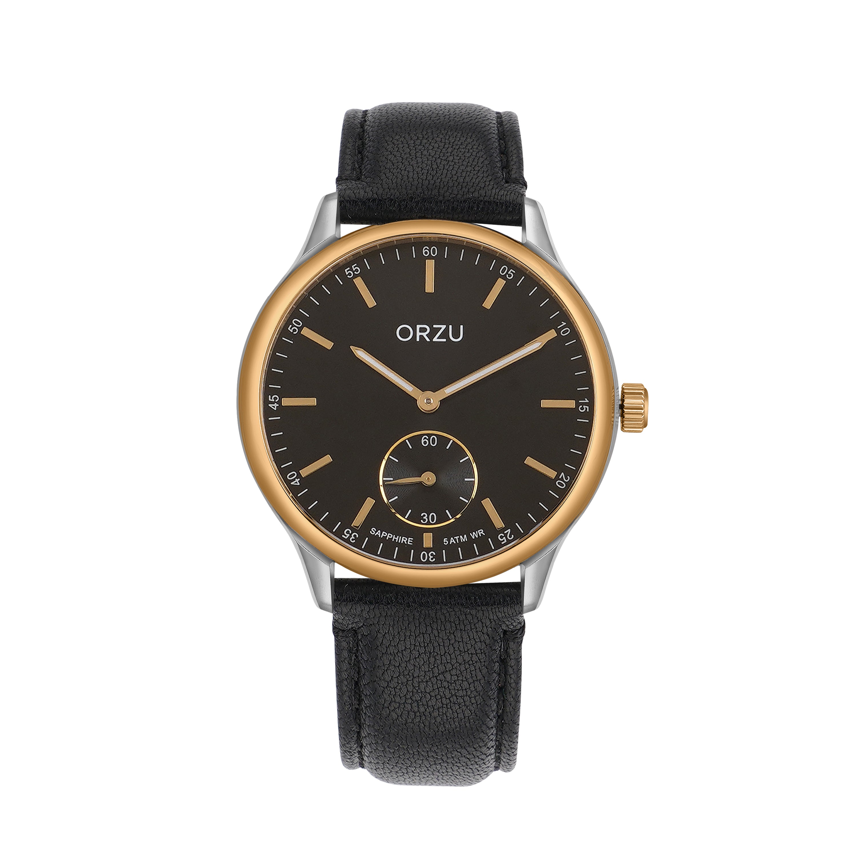 ORZU Analog Off Set Black Dial Men's Watch