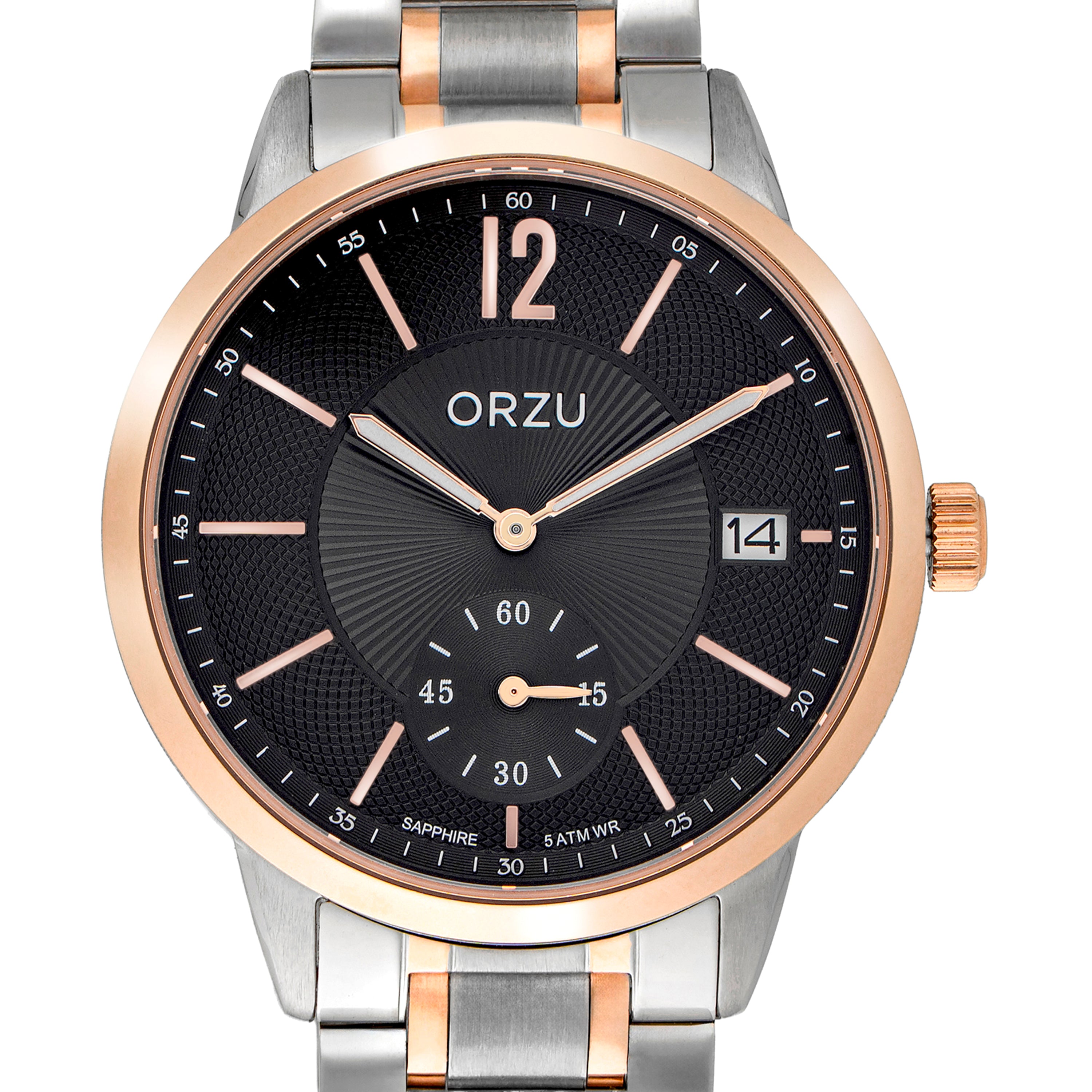 ORZU Analog Off Set Black Dial Men's Watch
