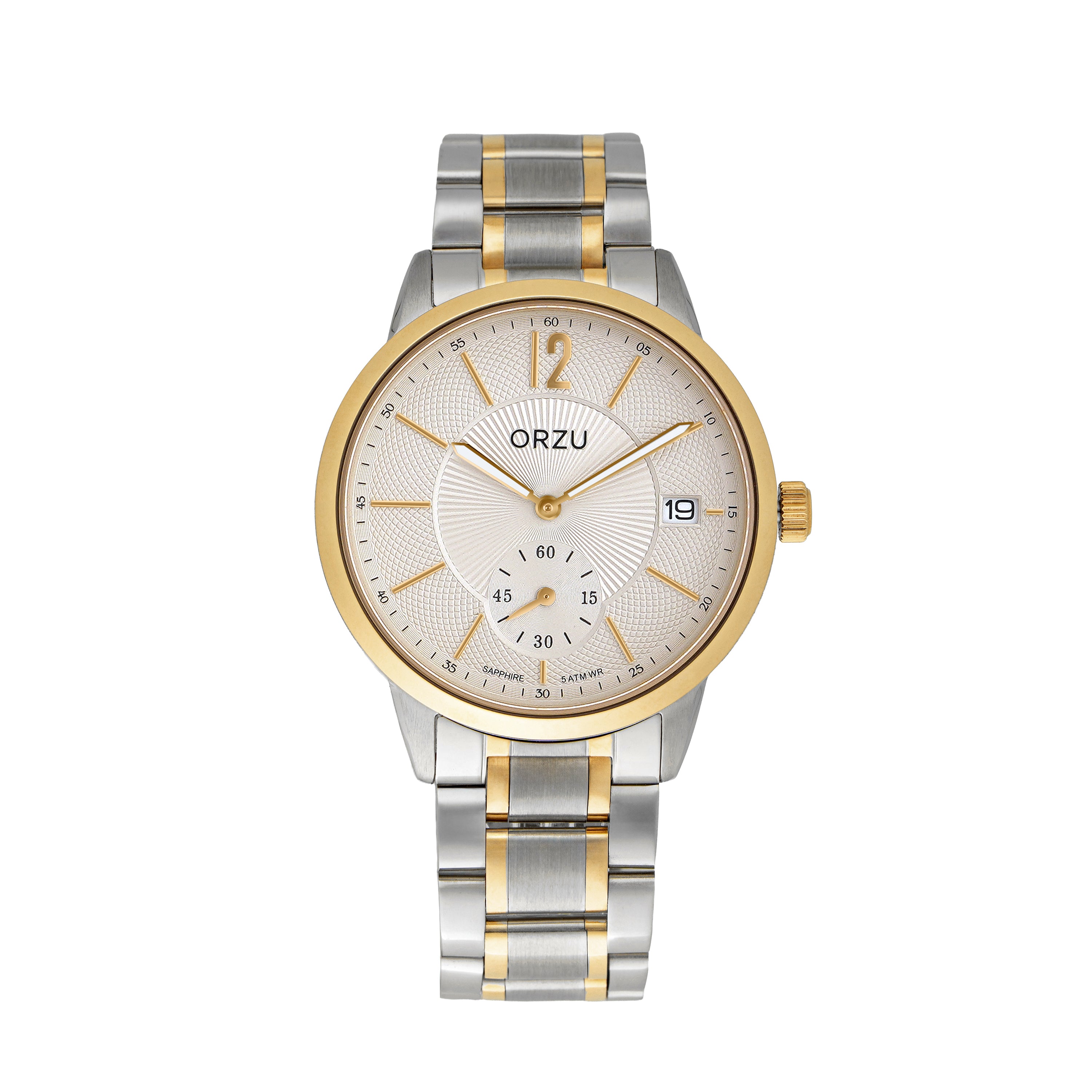 ORZU Analog Off Set White Dial Men's Watch