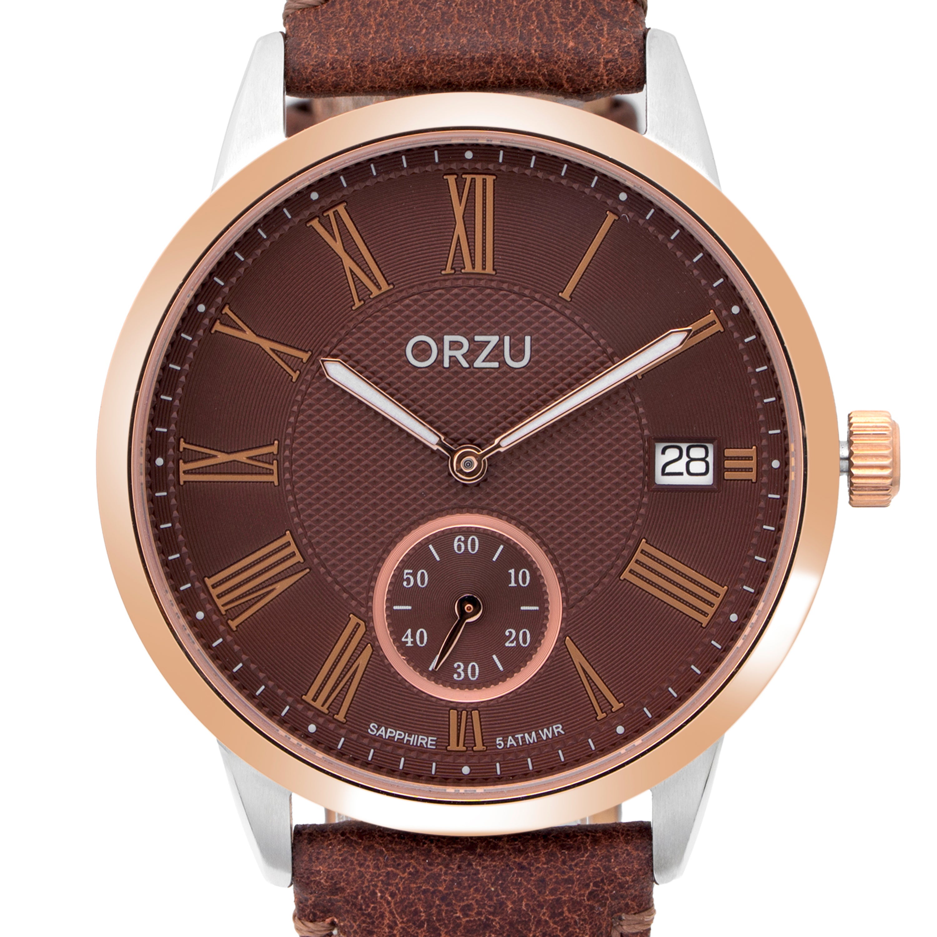 ORZU Analog Off Set Brown Dial Men's Watch