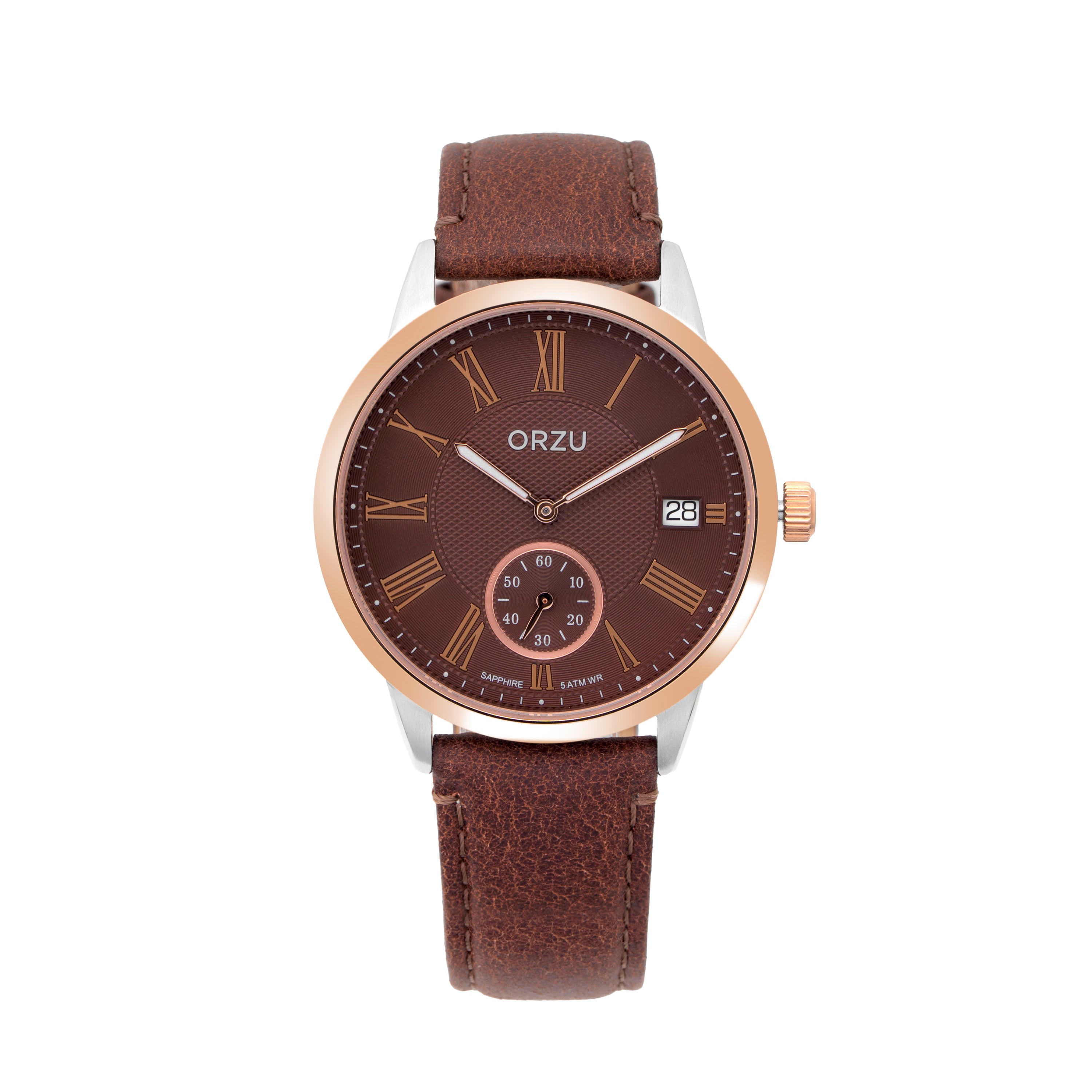 ORZU Analog Off Set Brown Dial Men's Watch