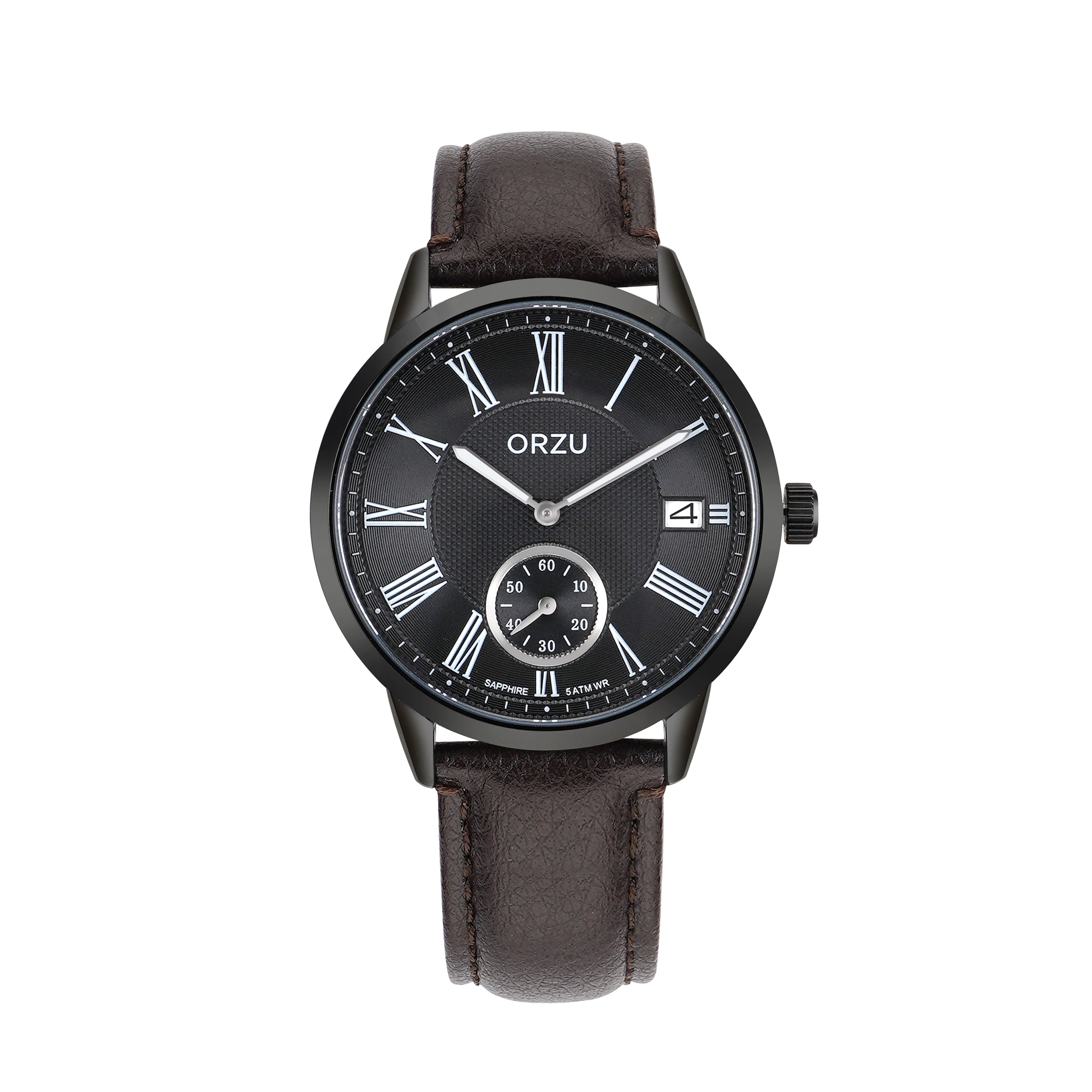 ORZU Analog Off Set Black Dial Men's Watch