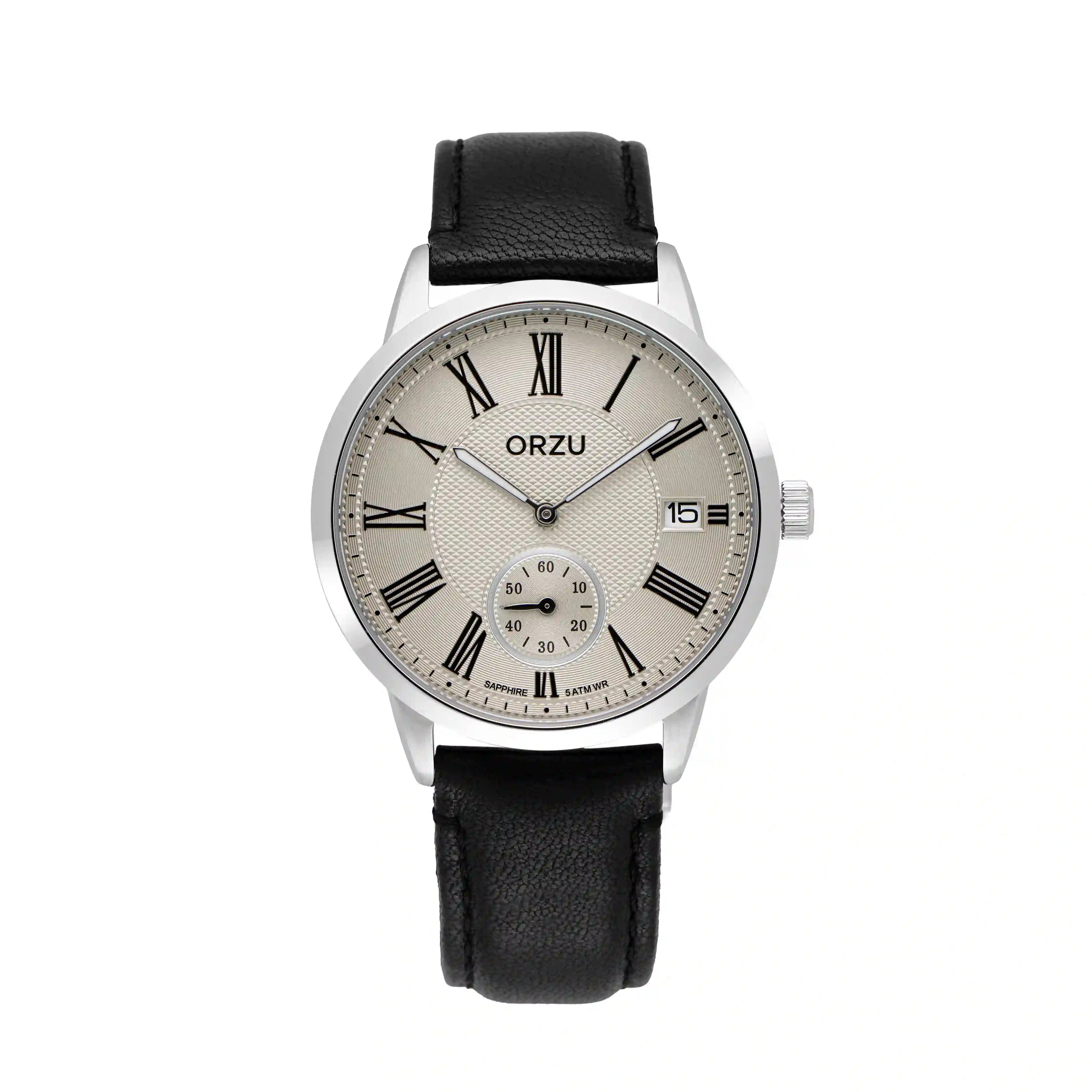 ORZU Analog Off Set White Dial Men's Watch
