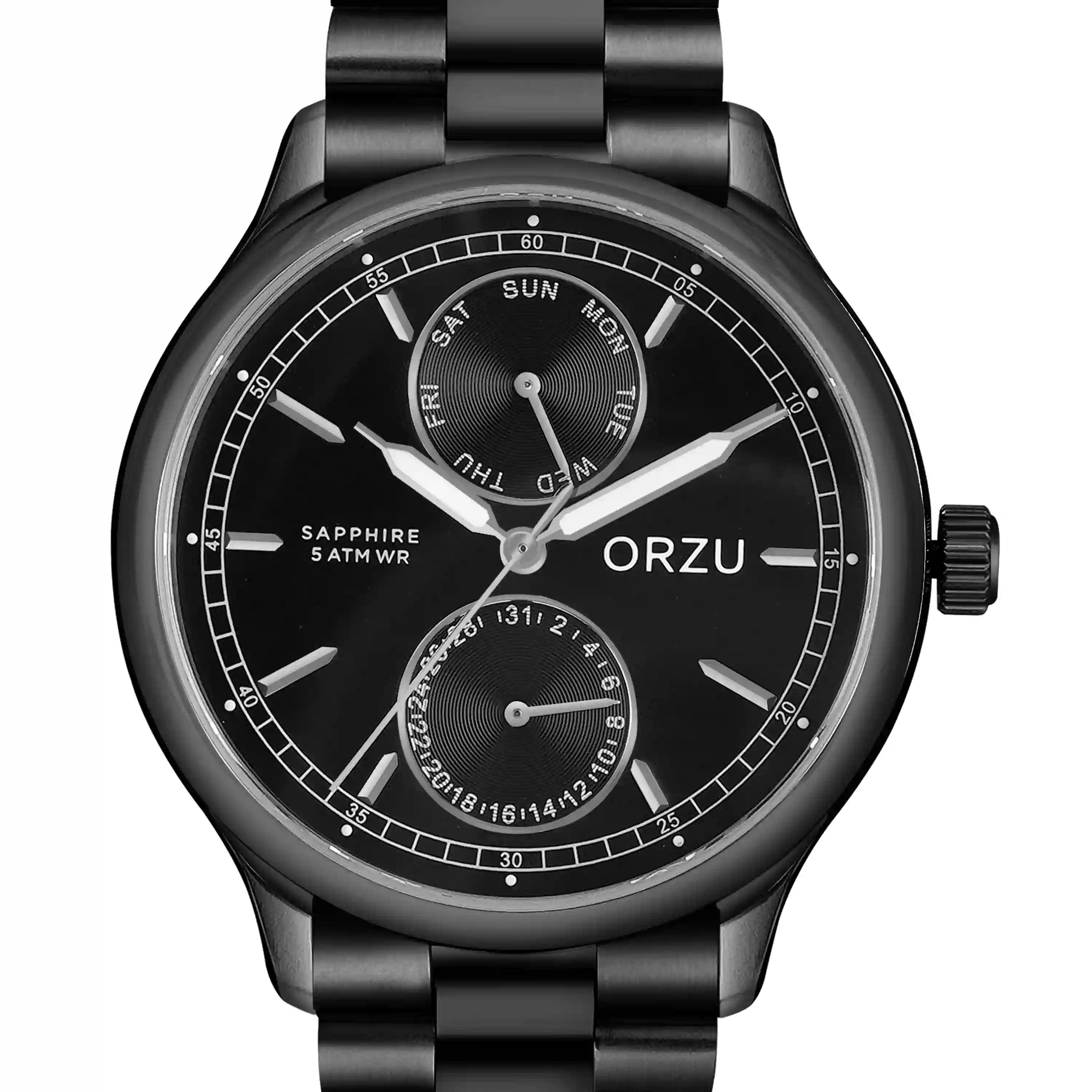 ORZU Multifunction Black Dial Men's Watch