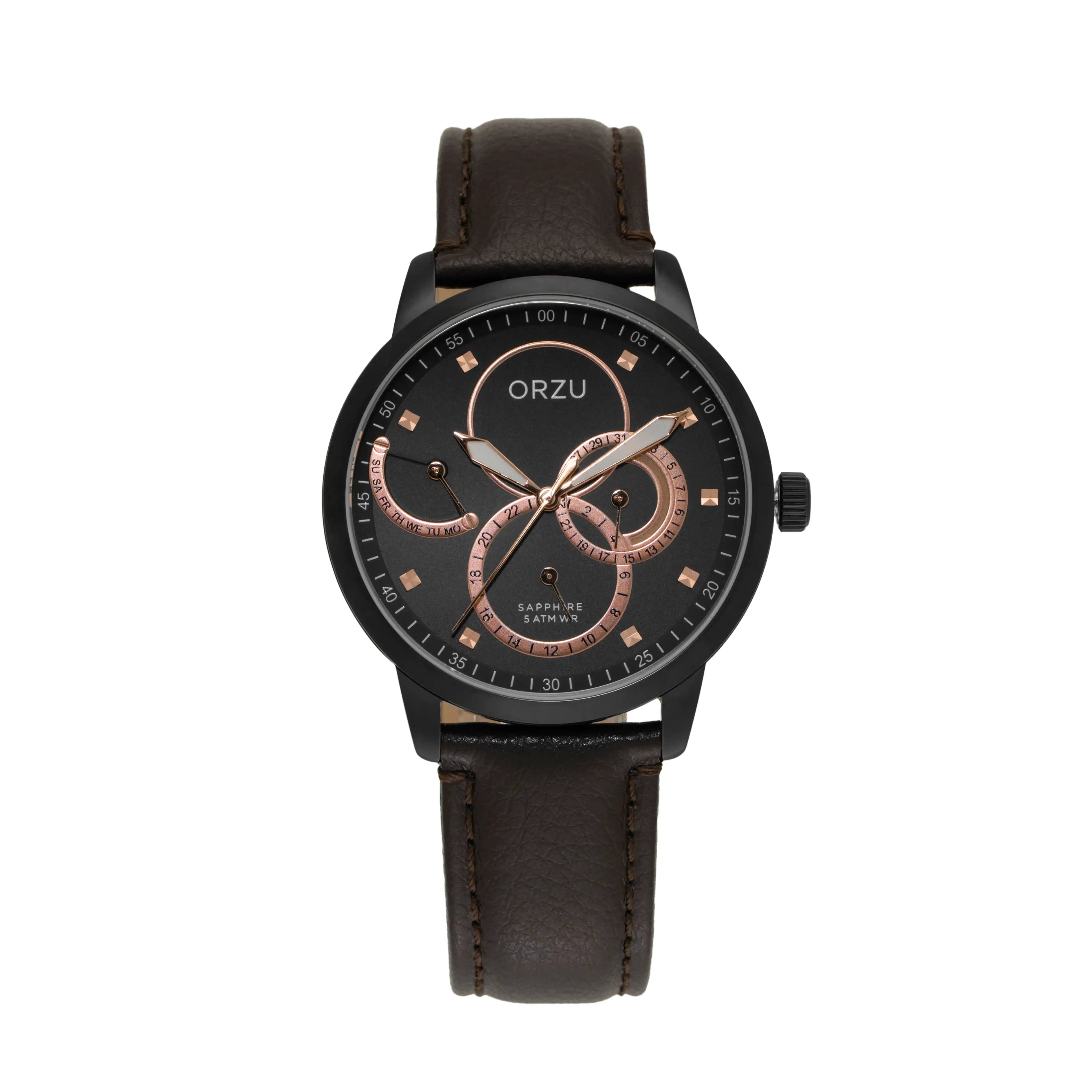 ORZU Multifunction Black Dial Men's Watch