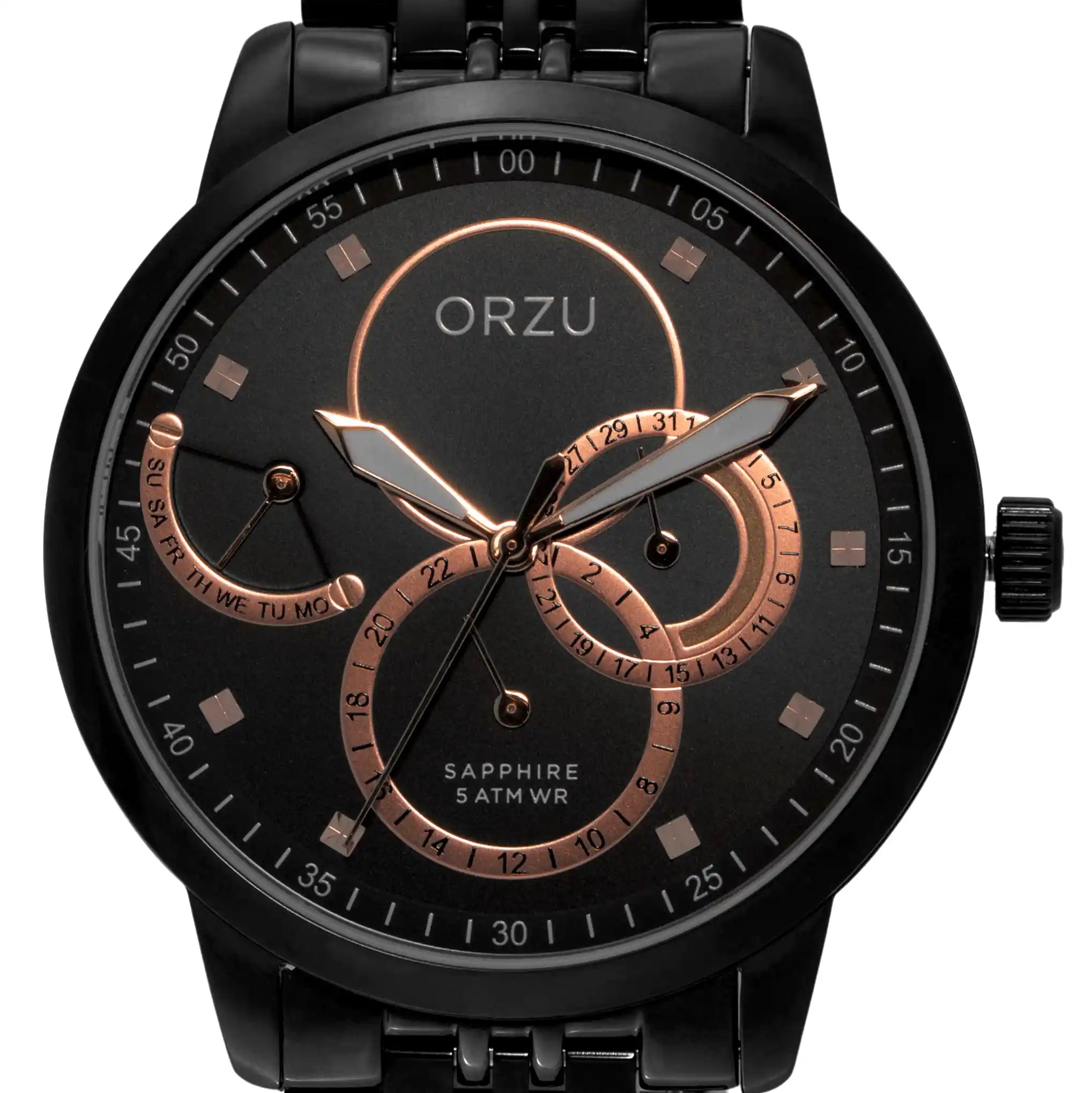 ORZU Multifunction Black Dial Men's Watch