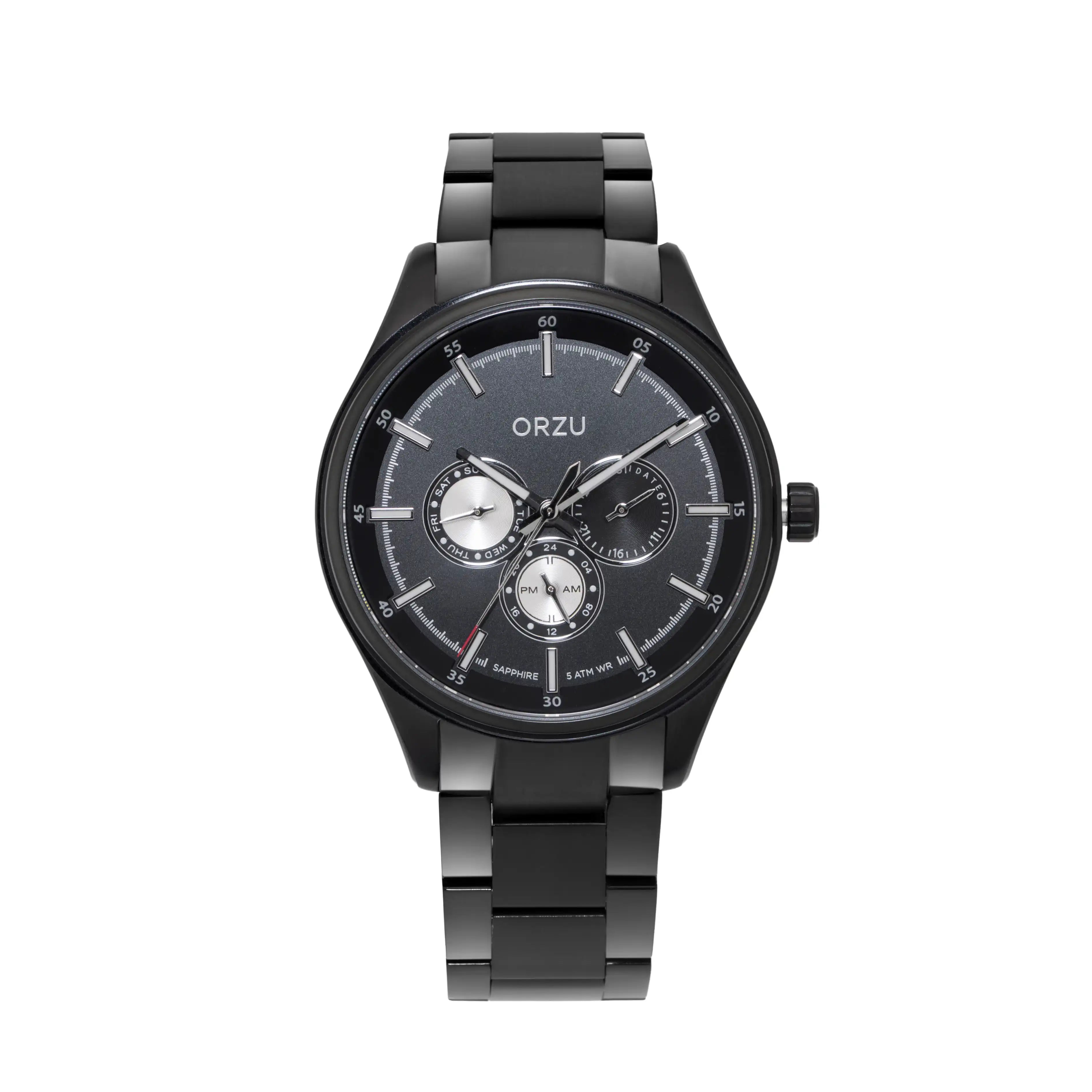ORZU Multifunction Black Dial Men's Watch