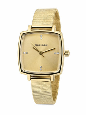 Orzu Watches - Anne Klein Beige Dial Gold Stainless Steel Mesh Women's Watch