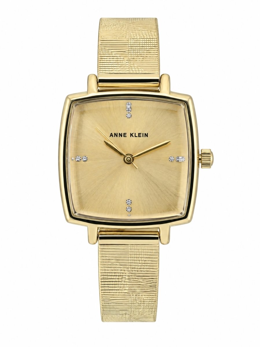 Orzu Watches - Anne Klein Beige Dial Gold Stainless Steel Mesh Women's Watch