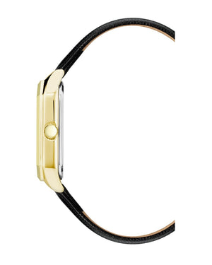 Orzu Watches - ANNE KLEIN Black Glossy Gold Tone Leather Octagon Watch – AK-3874BKBK