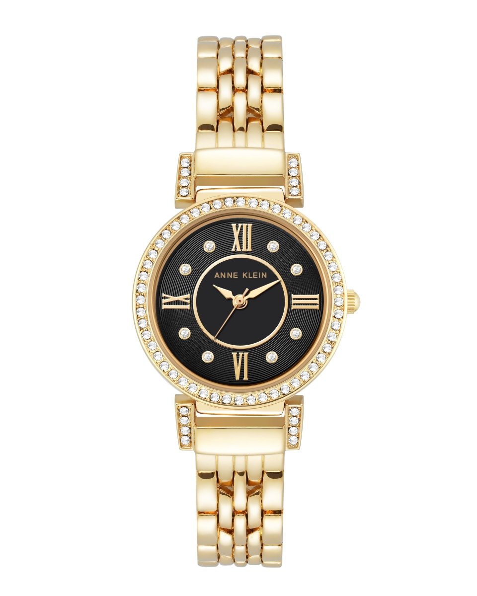 Orzu Watches - ANNE KLEIN Black Gold Tone Metal Round Watch – AK-2928BKGB