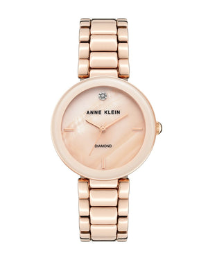 Orzu Watches - ANNE KLEIN Blush Mother-Of-Pearl Rose Gold Metal Round Watch – AK-1362BMRG