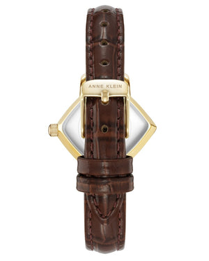 Orzu Watches - Anne Klein Gold Dial Brown Leather Women's Watch