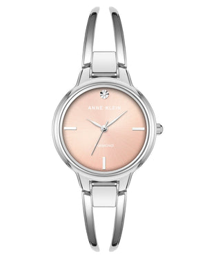 Orzu Watches - Anne Klein Light Pink Dial Silver Stainless Steel Mesh Women's Watch