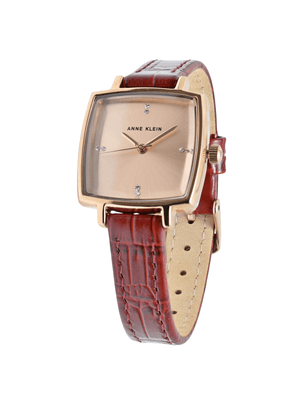 Orzu Watches - Anne Klein Rose Gold Dial Brown Leather Women's Watch