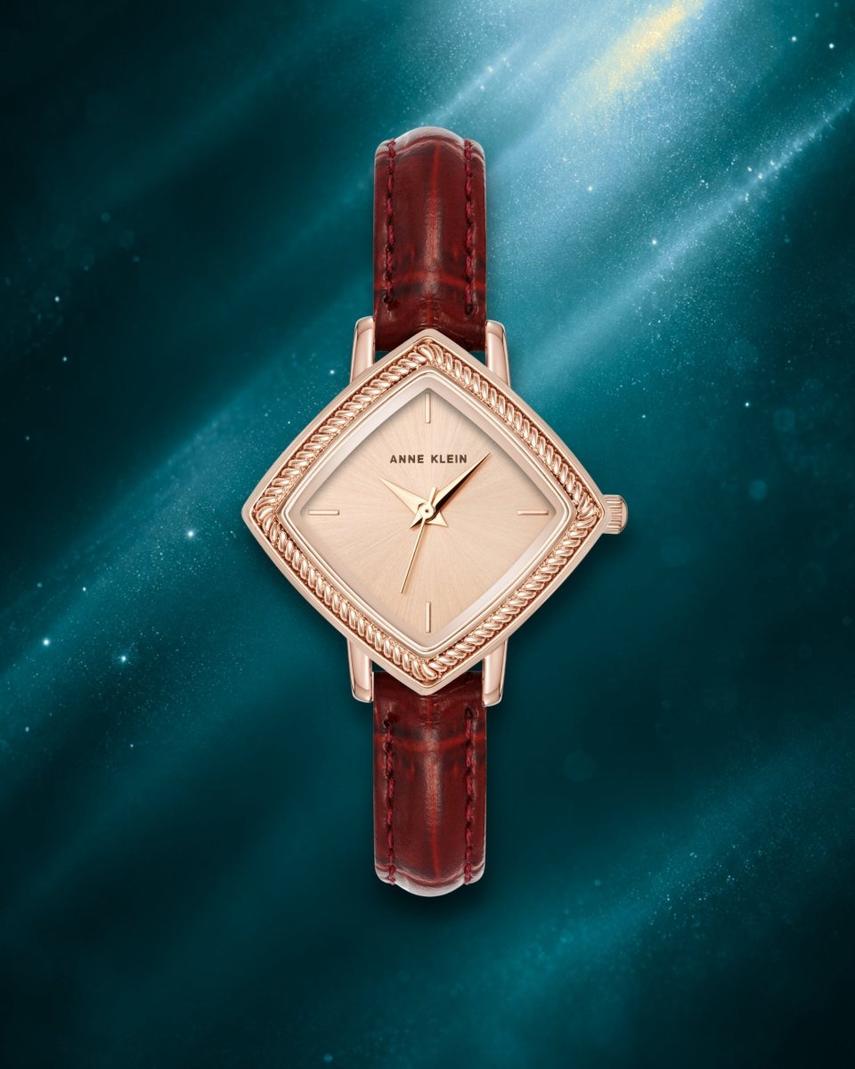 Orzu Watches - Anne Klein Rose Gold Dial Brown Leather Women's Watch
