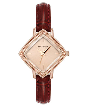 Orzu Watches - Anne Klein Rose Gold Dial Brown Leather Women's Watch