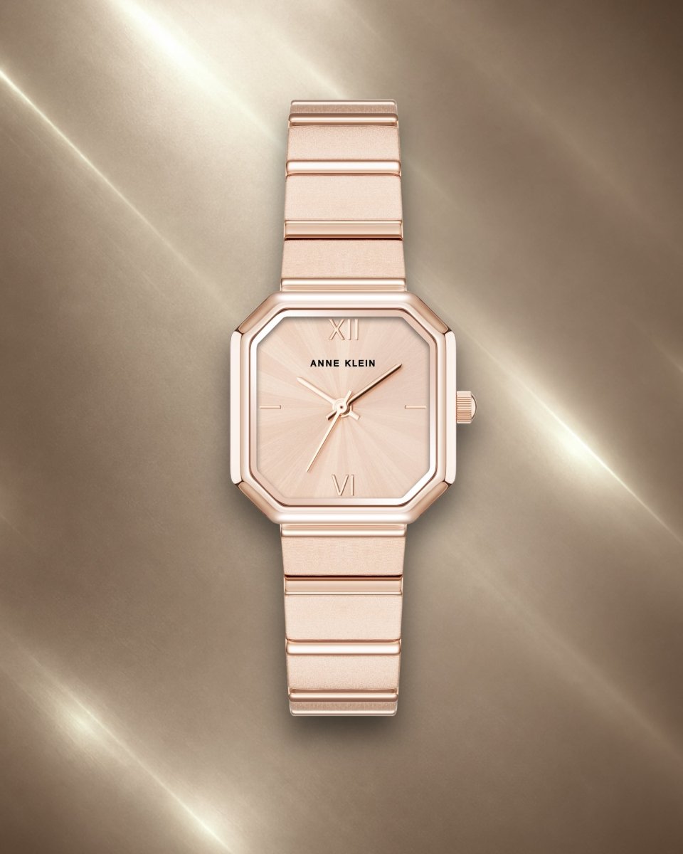Orzu Watches - Anne Klein Rose Gold Dial Rose Gold Stainless Steel Mesh Women's Watch