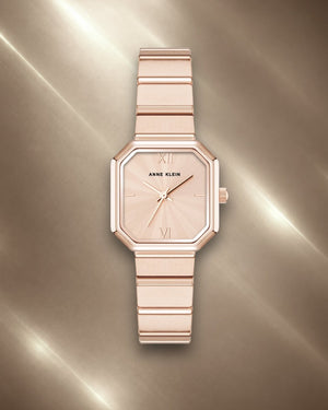 Orzu Watches - Anne Klein Rose Gold Dial Rose Gold Stainless Steel Mesh Women's Watch