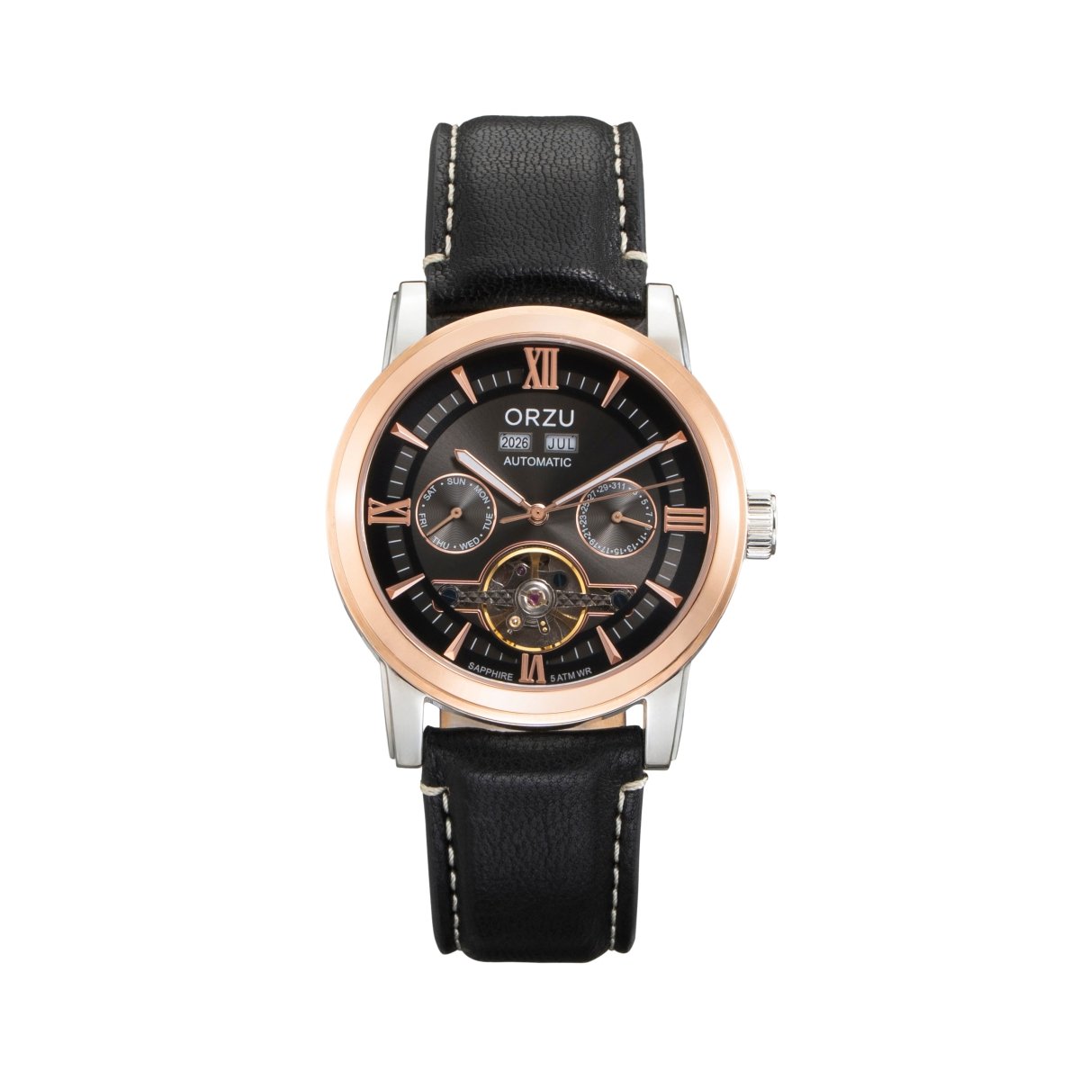 Orzu Watches - Automatic - Black Gold Interchangeable Leather