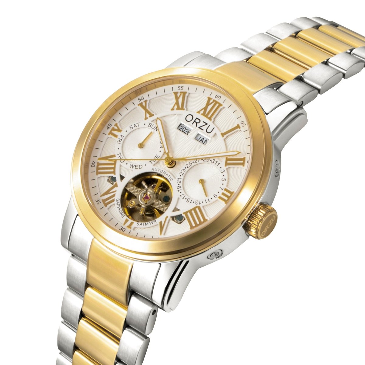 Orzu Watches - Automatic - White Gold Steel Bracelet