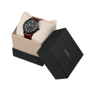 Orzu Watches - Black Multifunction - Interchangeable Leather Strap