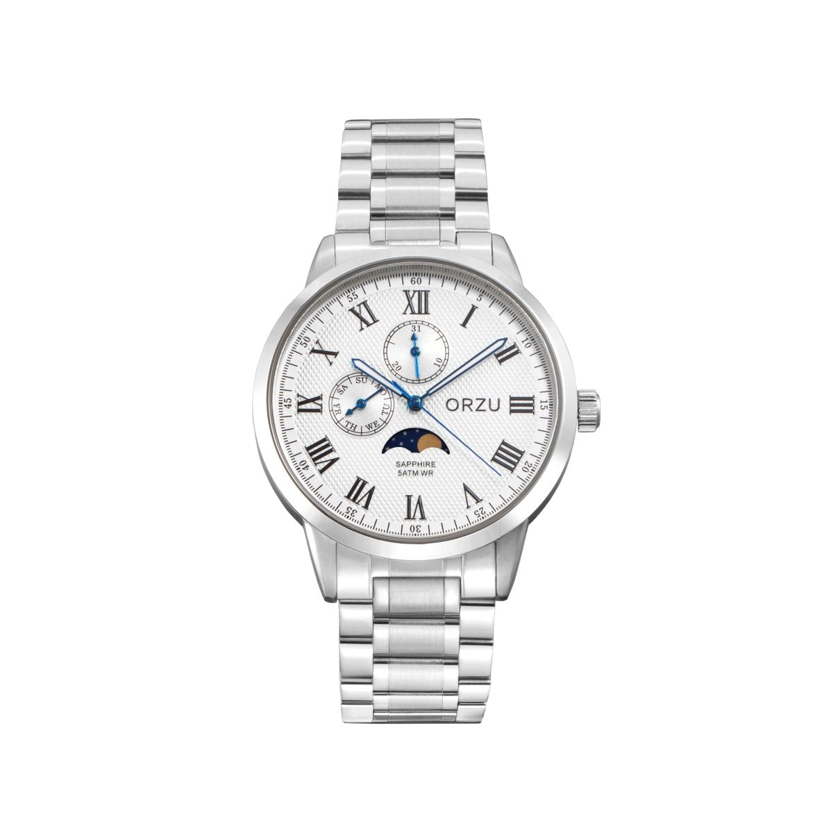 Orzu Watches - Frost White Multifunction - Solid Stainless Steel