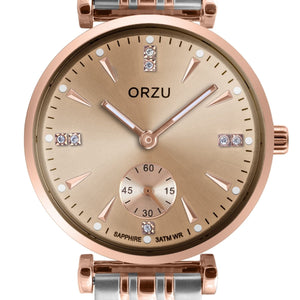 Orzu Watches - ORZU Analog Off Set Rose Gold Dial Women's Watch