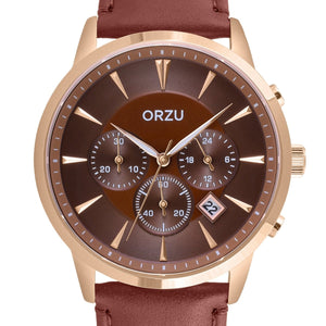 Orzu Watches - ORZU Chronograph Brown Dial Men's Watch