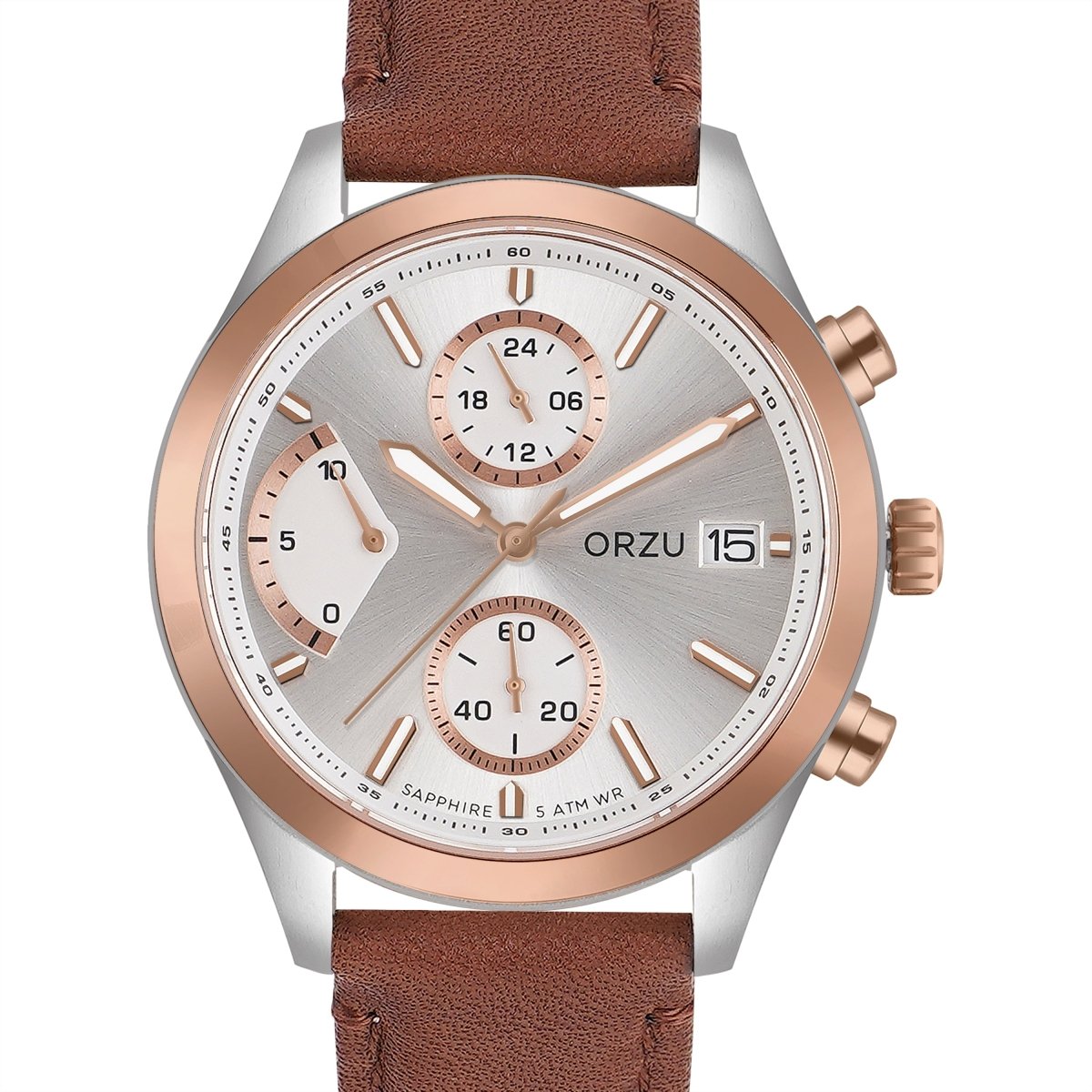 Orzu Watches - ORZU Chronograph Silver Dial Men's Watch