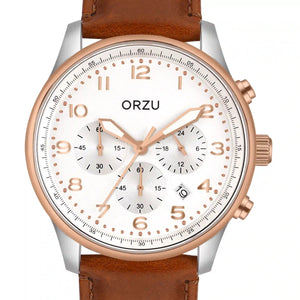 Orzu Watches - ORZU Chronograph White Dial Men's Watch