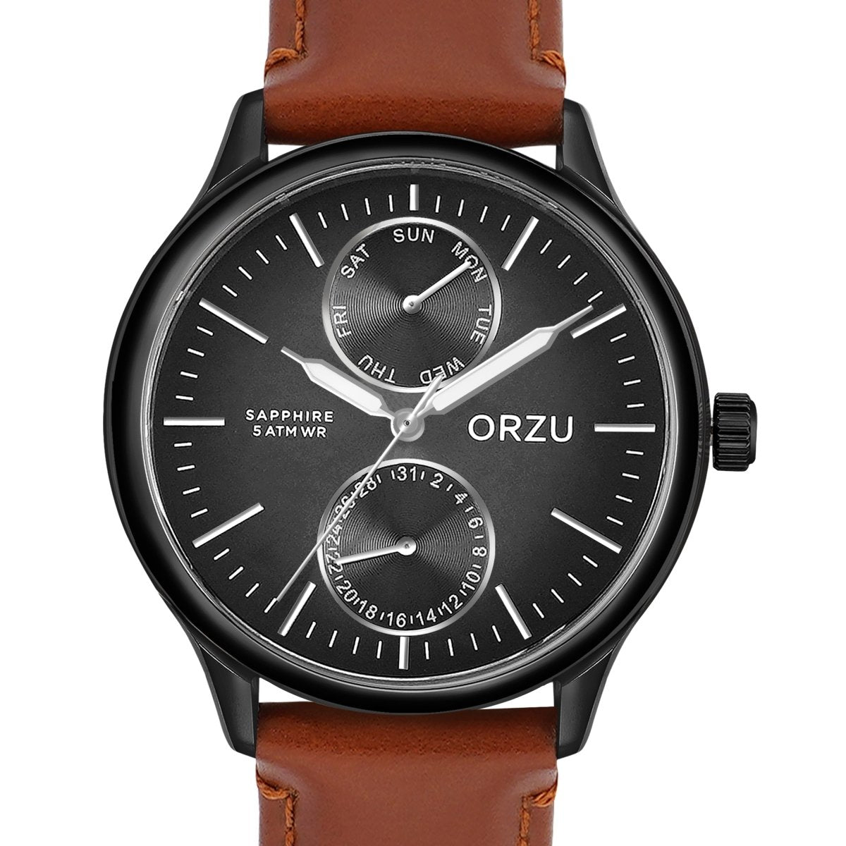 Orzu Watches - ORZU Multifunction Black Dial Men's Watch