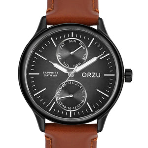 Orzu Watches - ORZU Multifunction Black Dial Men's Watch