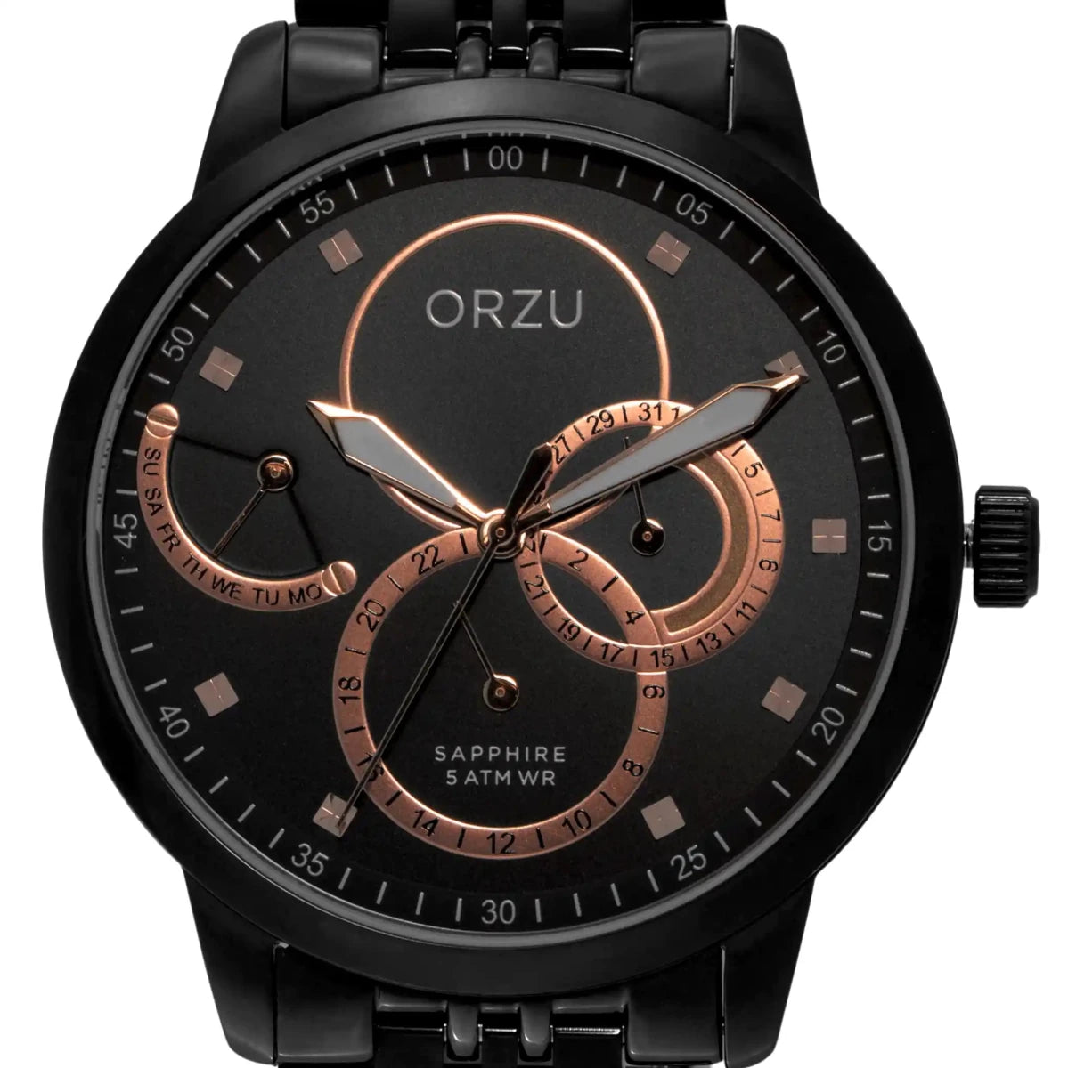 Orzu Watches - ORZU Multifunction Black Dial Men's Watch