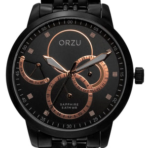 Orzu Watches - ORZU Multifunction Black Dial Men's Watch