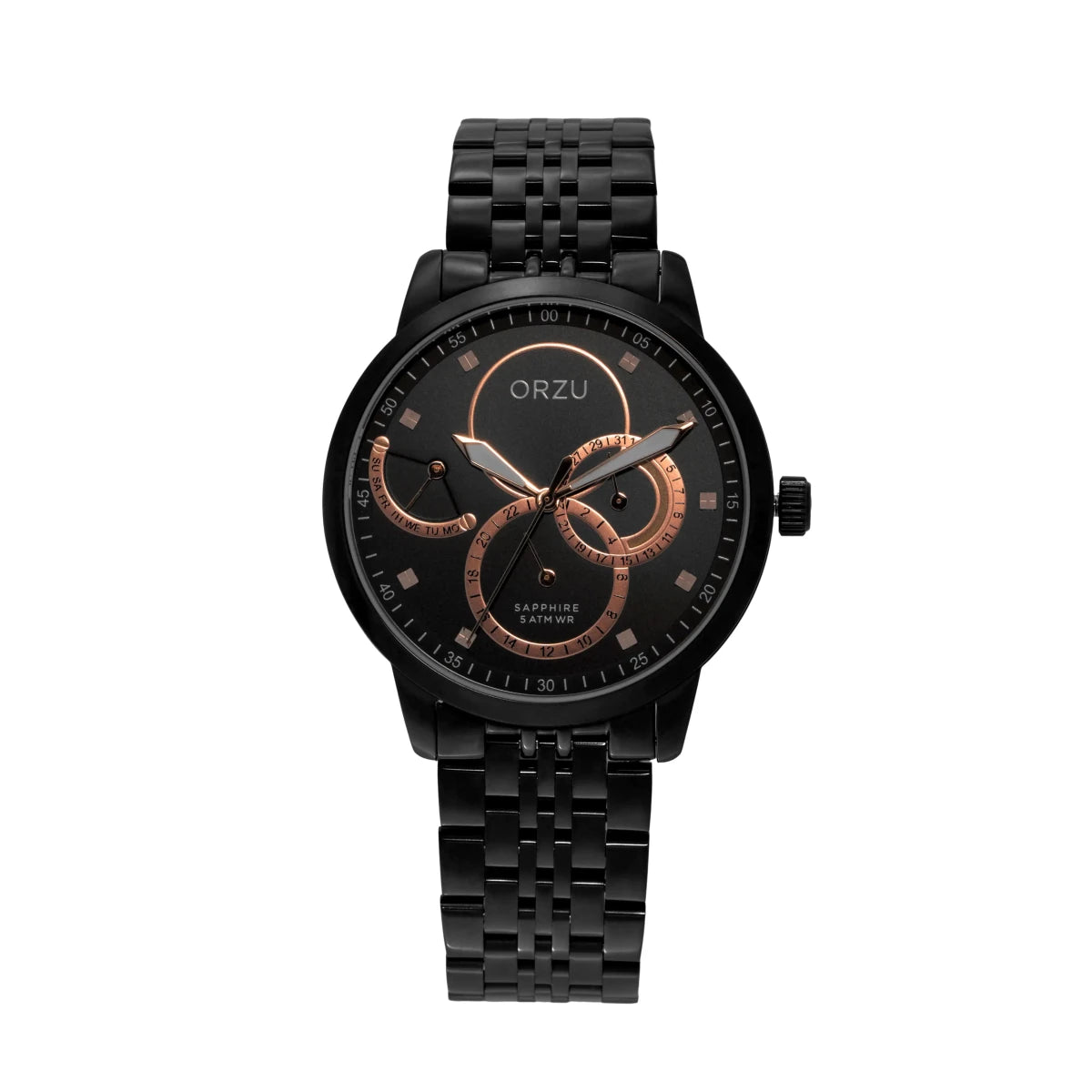 Orzu Watches - ORZU Multifunction Black Dial Men's Watch