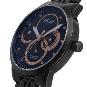 Orzu Watches - ORZU Multifunction Black Dial Men's Watch