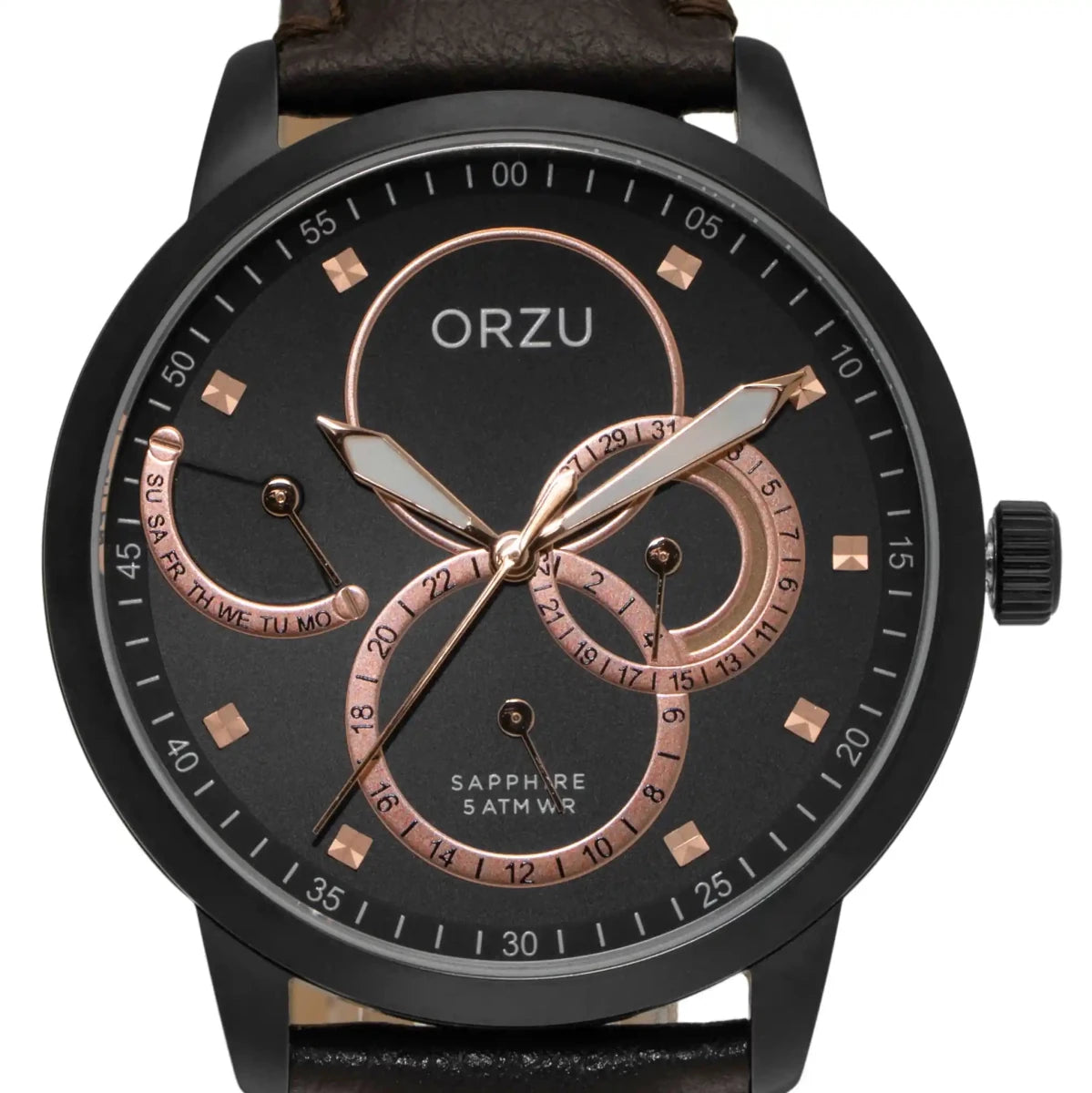 Orzu Watches - ORZU Multifunction Black Dial Men's Watch